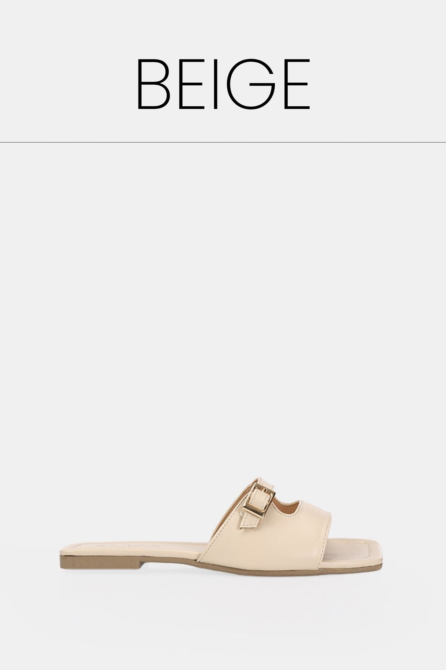 Leather beige square slipper