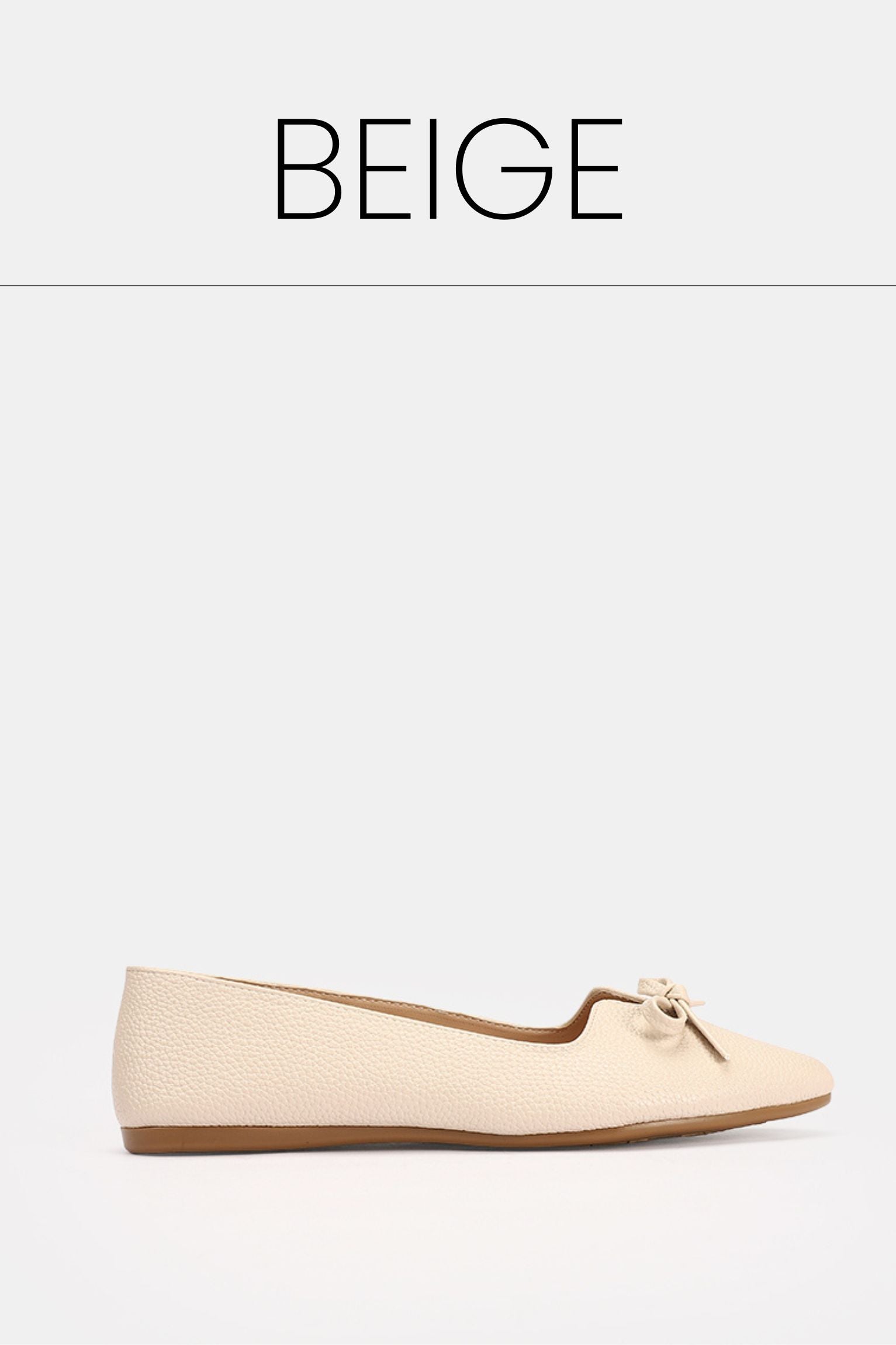 Leather kitten beige ballerina