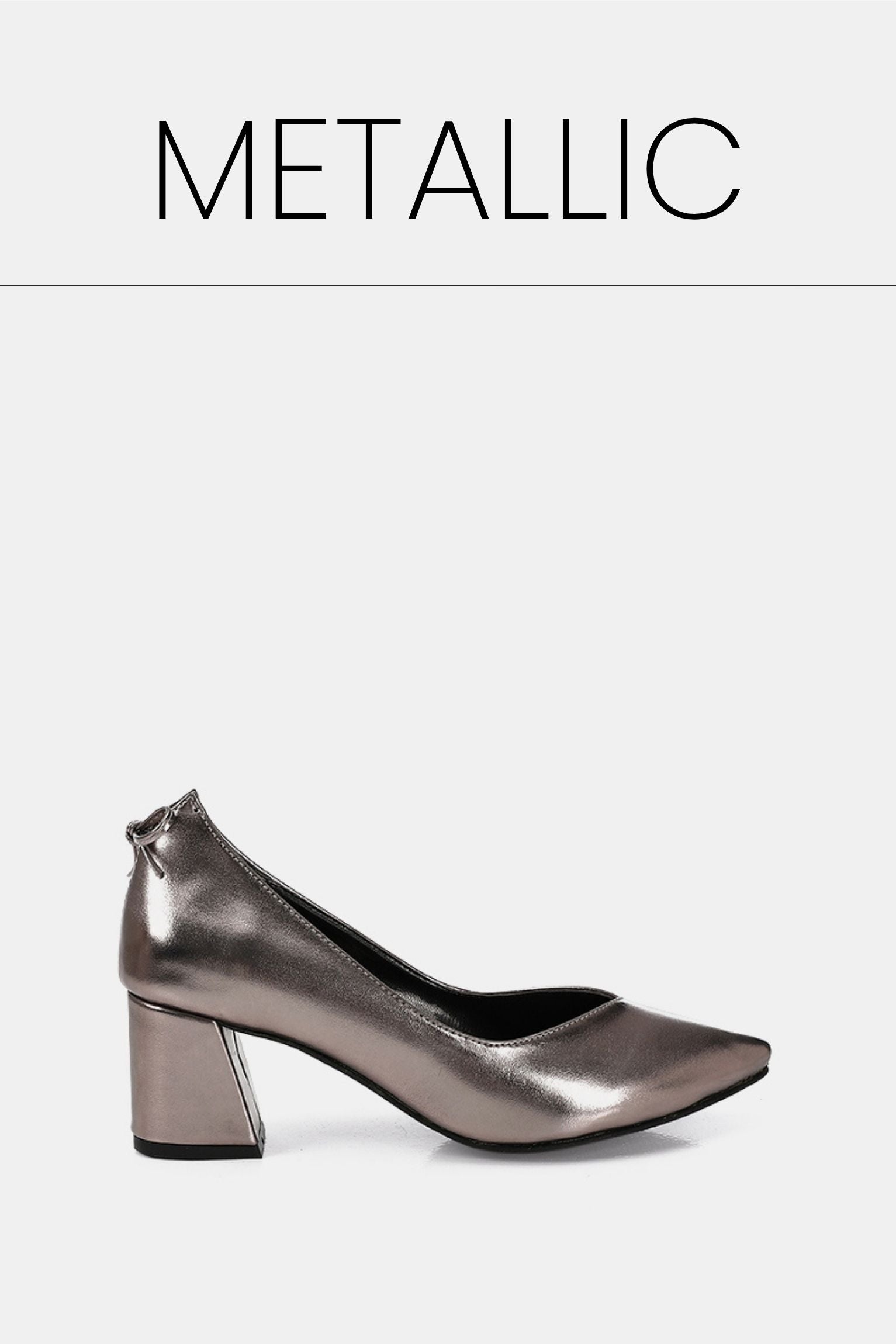 Metallic bow low heels