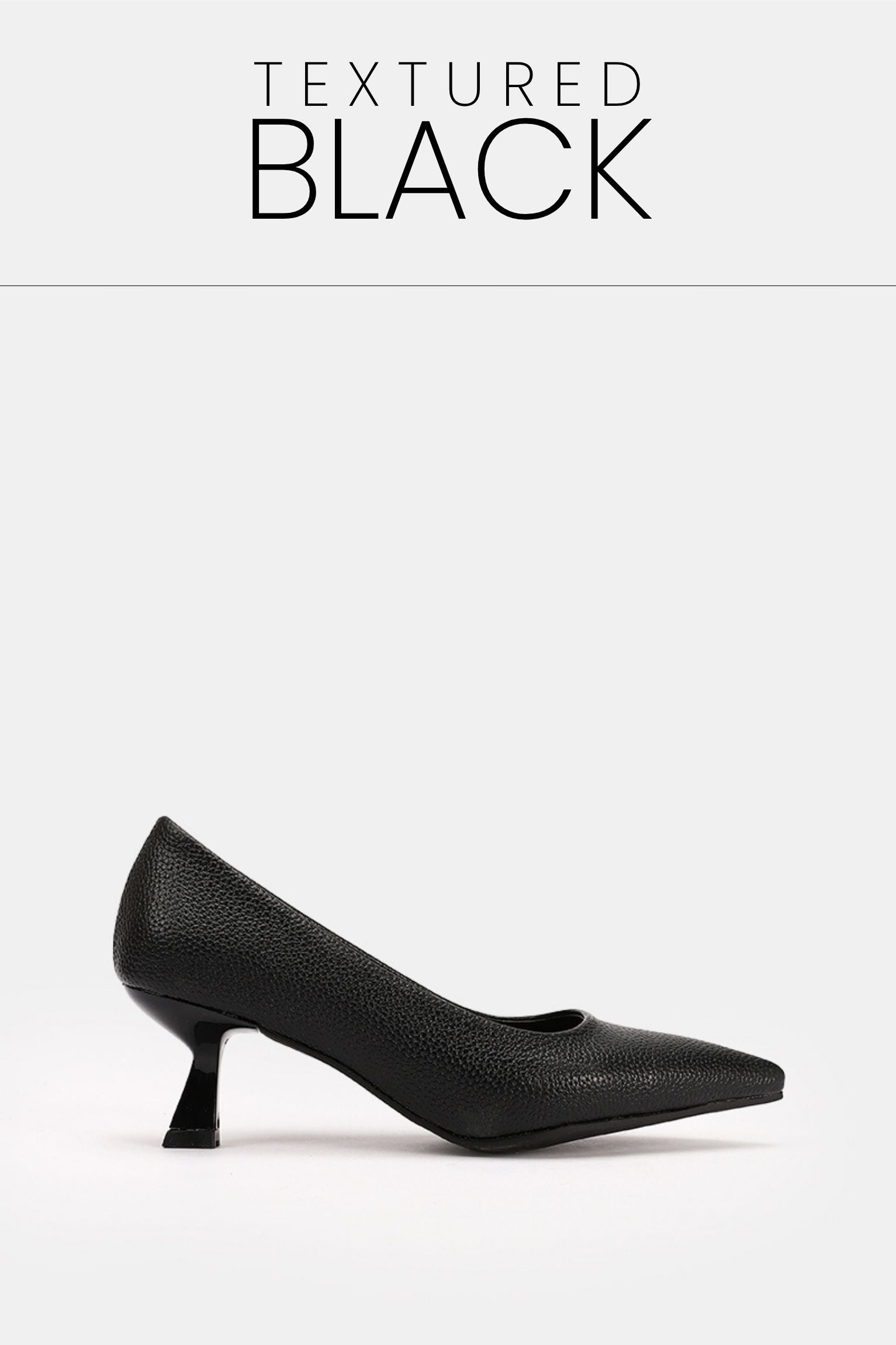 Pointed toe black kitten heels