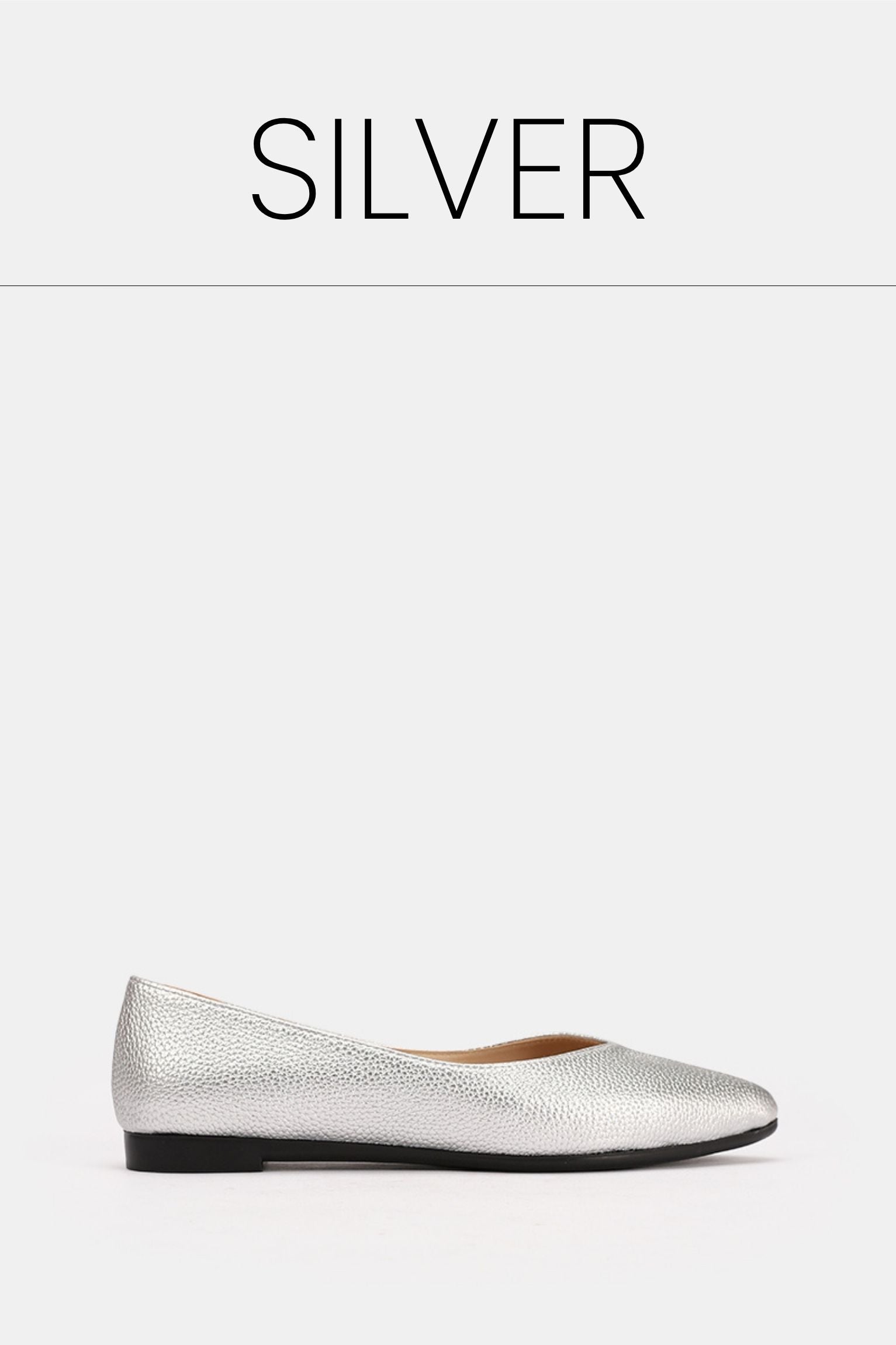 Silver flat leather ballet