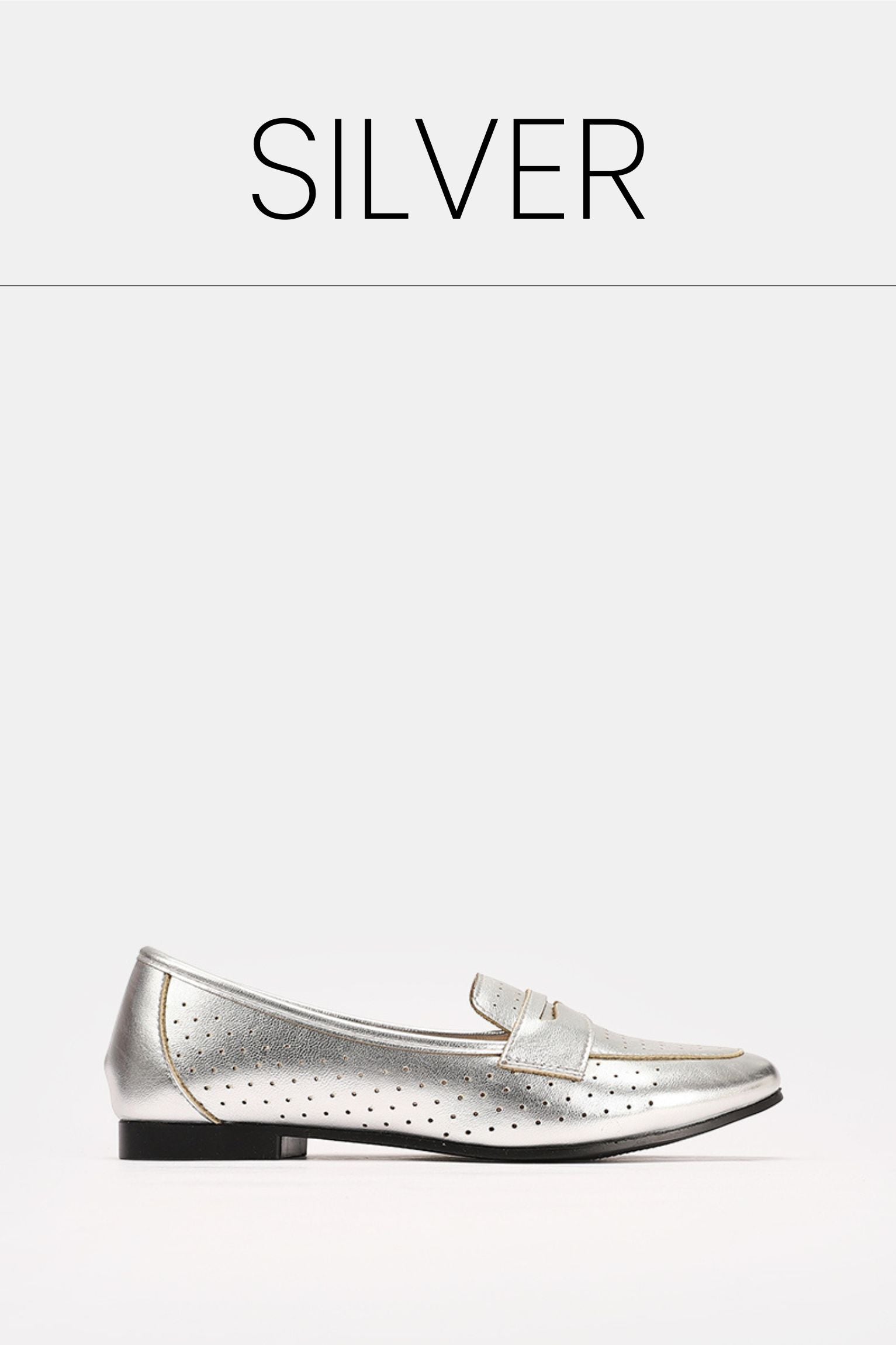 Silver leather slip on loafers