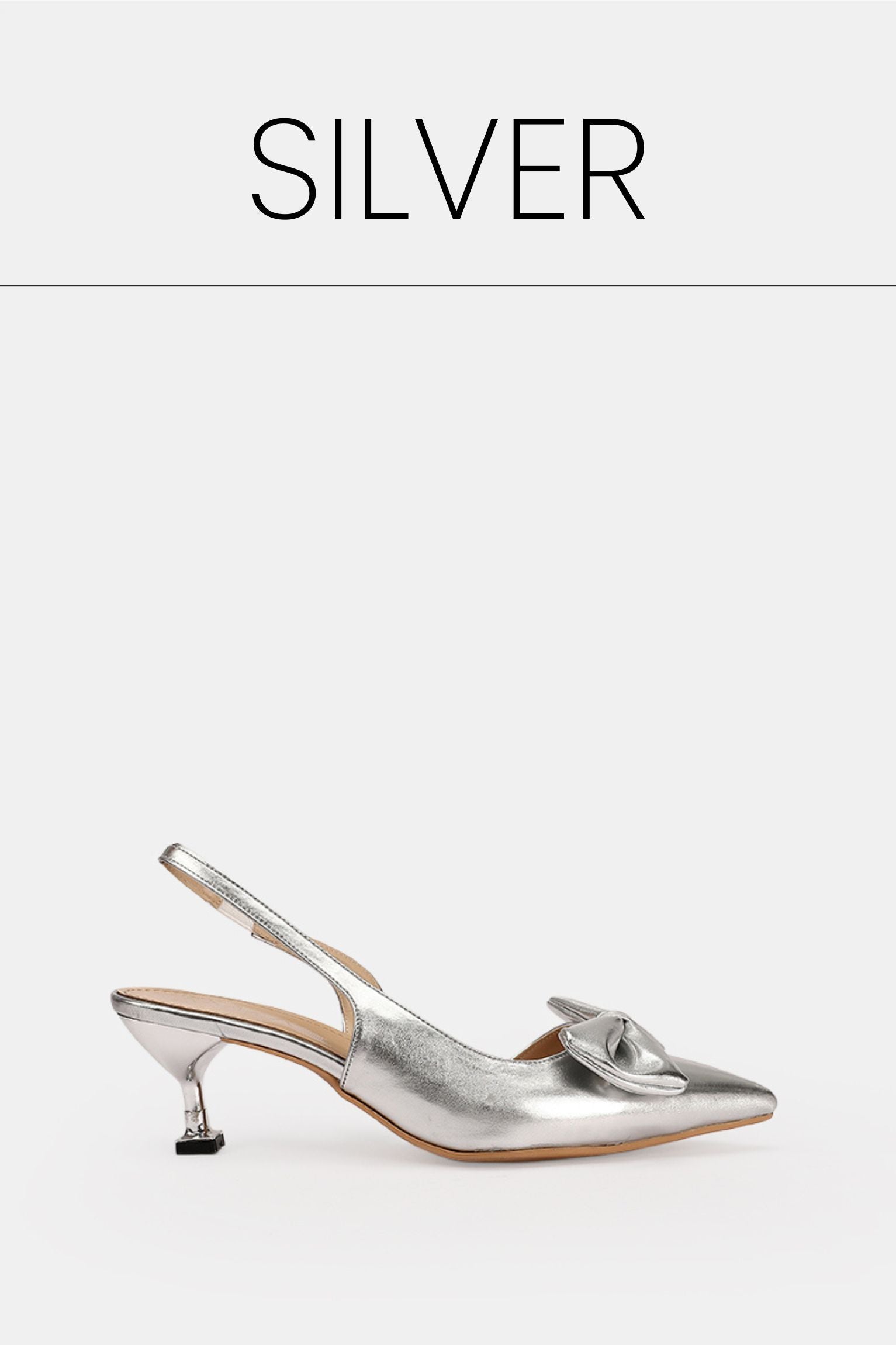 Silver verne kitten pumps