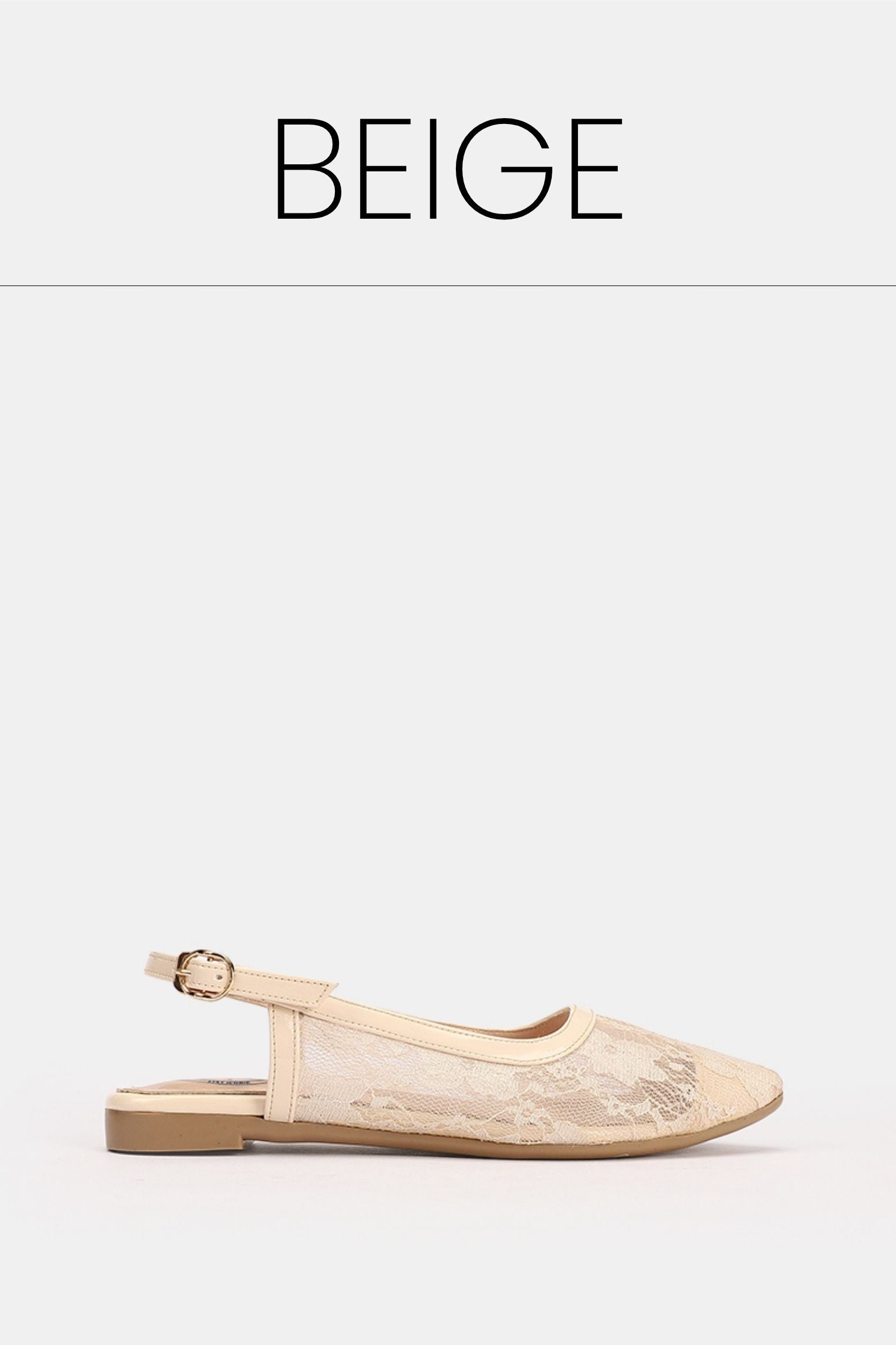 Slingback beige floral mesh flat