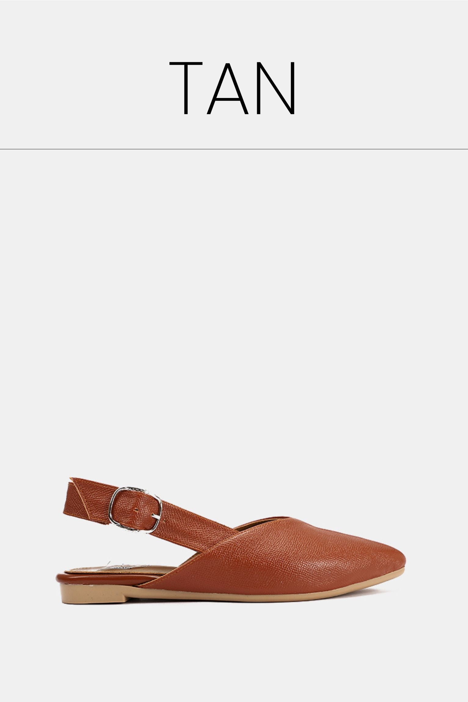 Slingback buckle tan flat