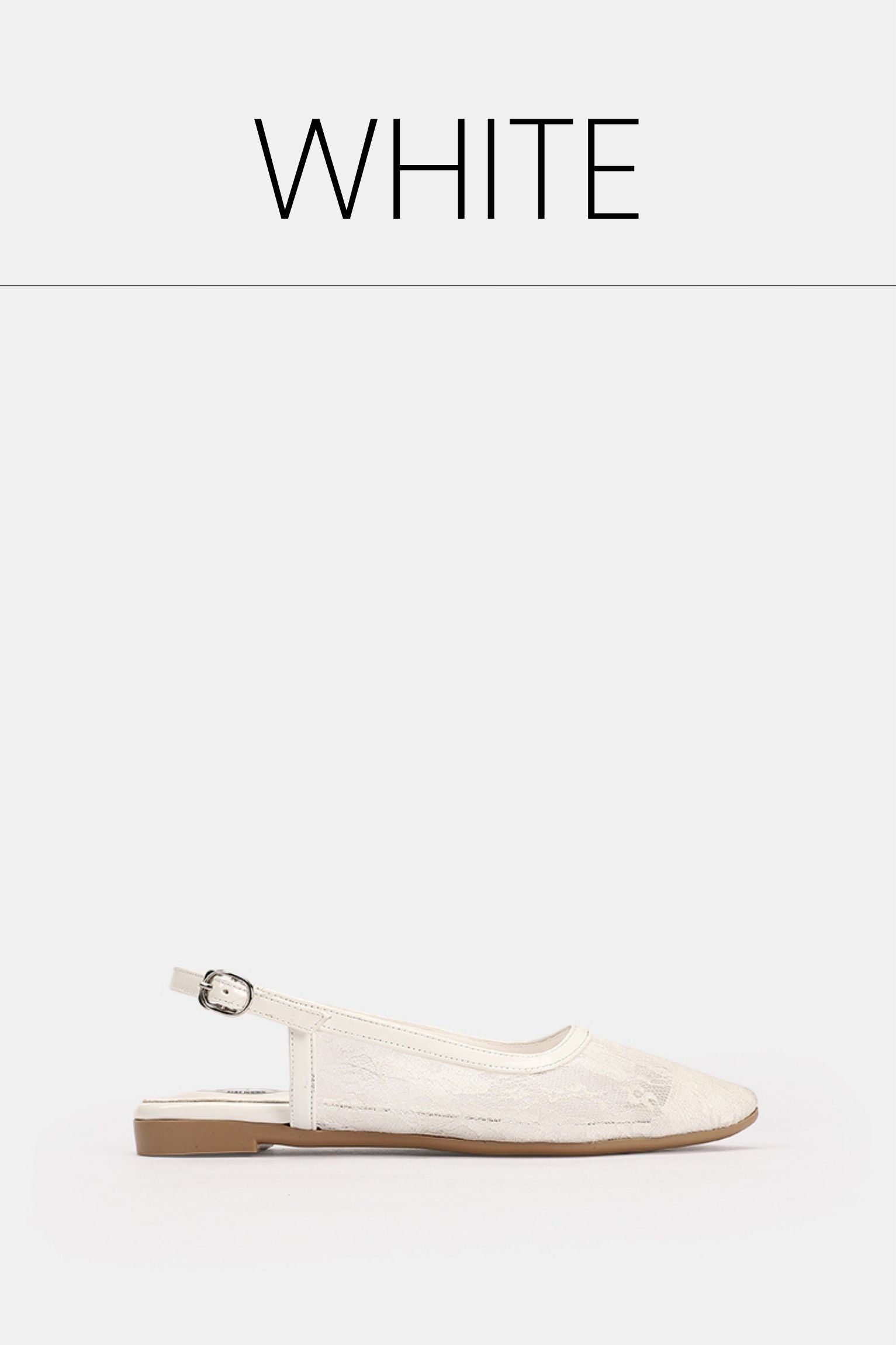 Slingback white floral mesh flat