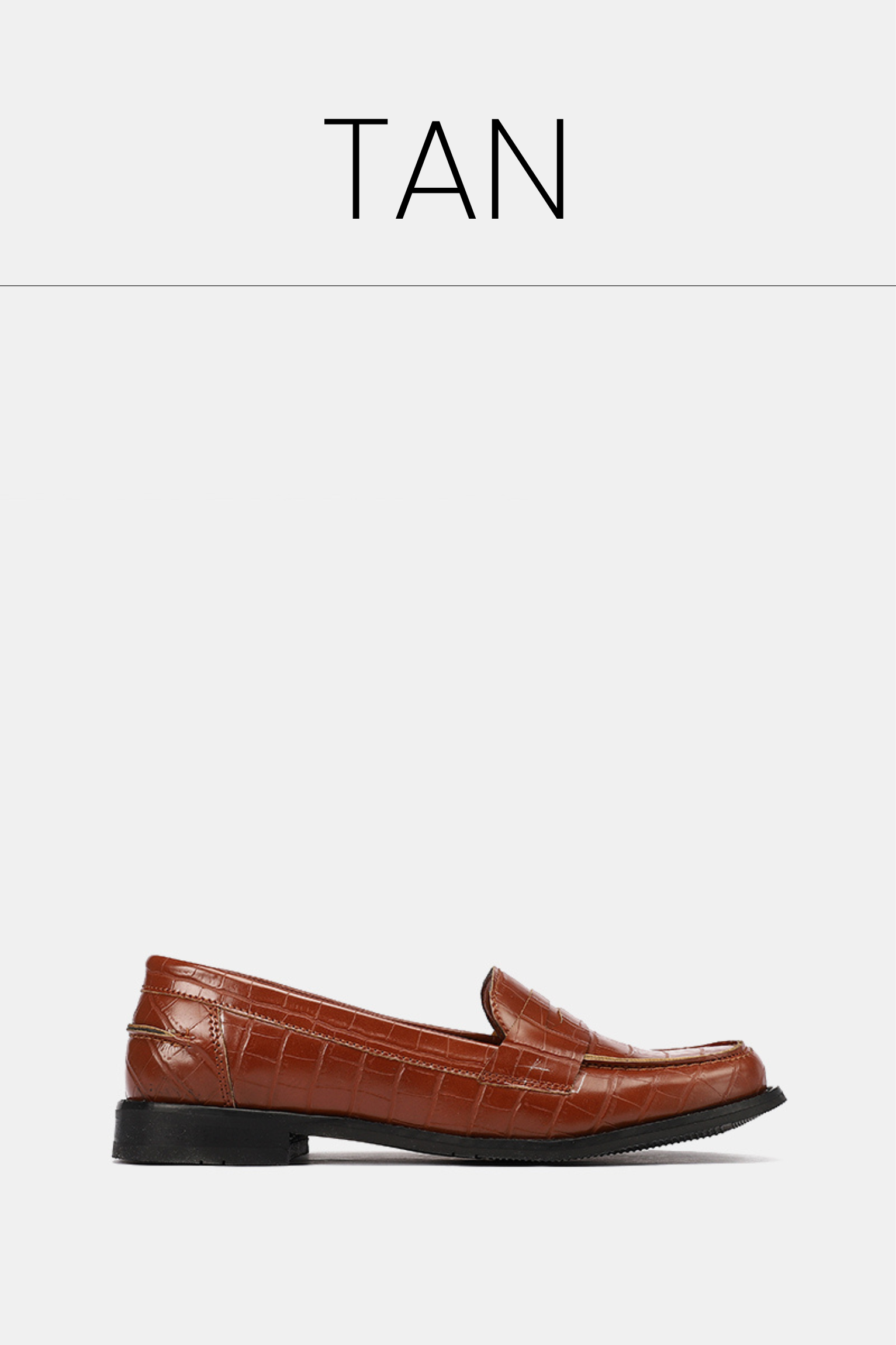 Tan crocodile leather penny loafers