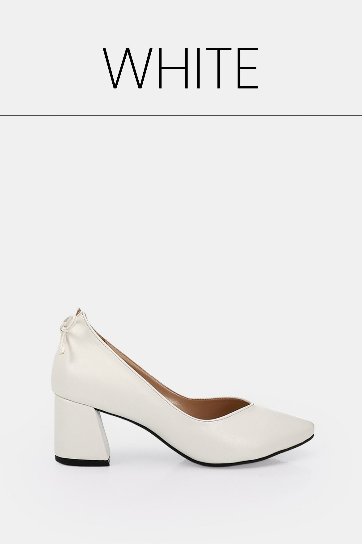 White bow low heels