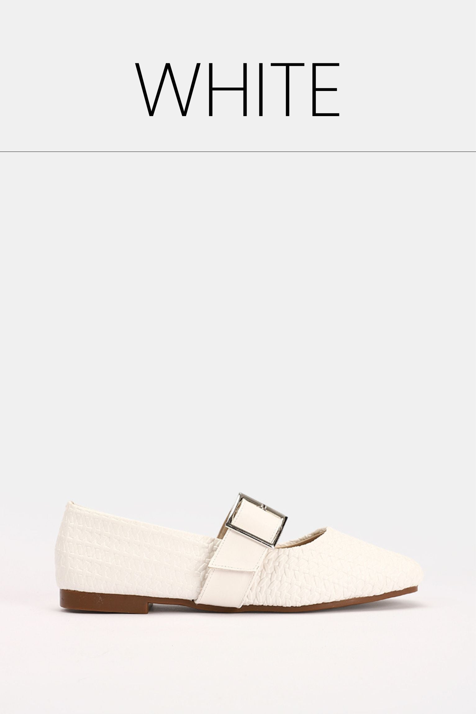 Off white wide buckle ballerina