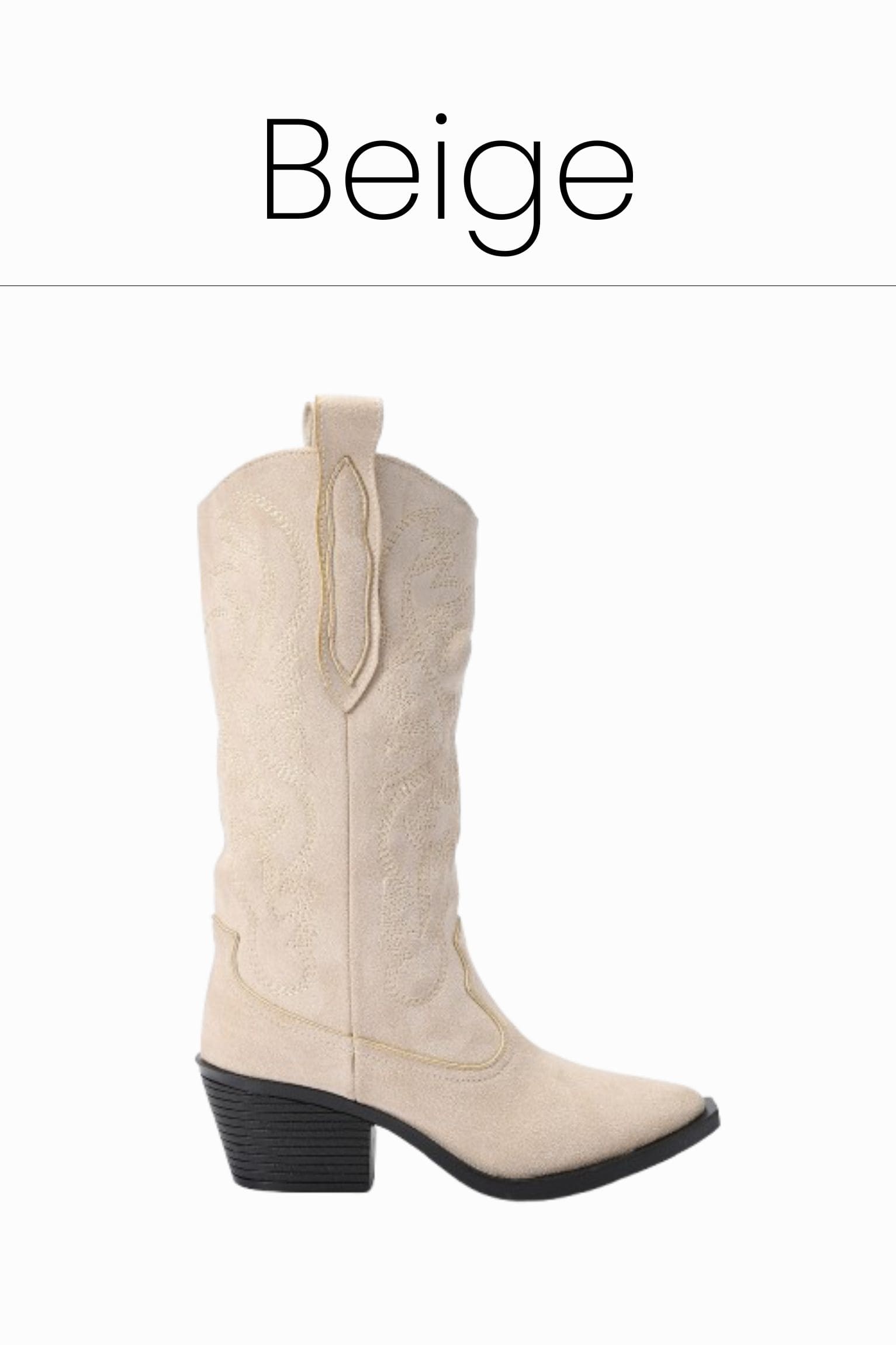 Beige embroidered cowboy boots