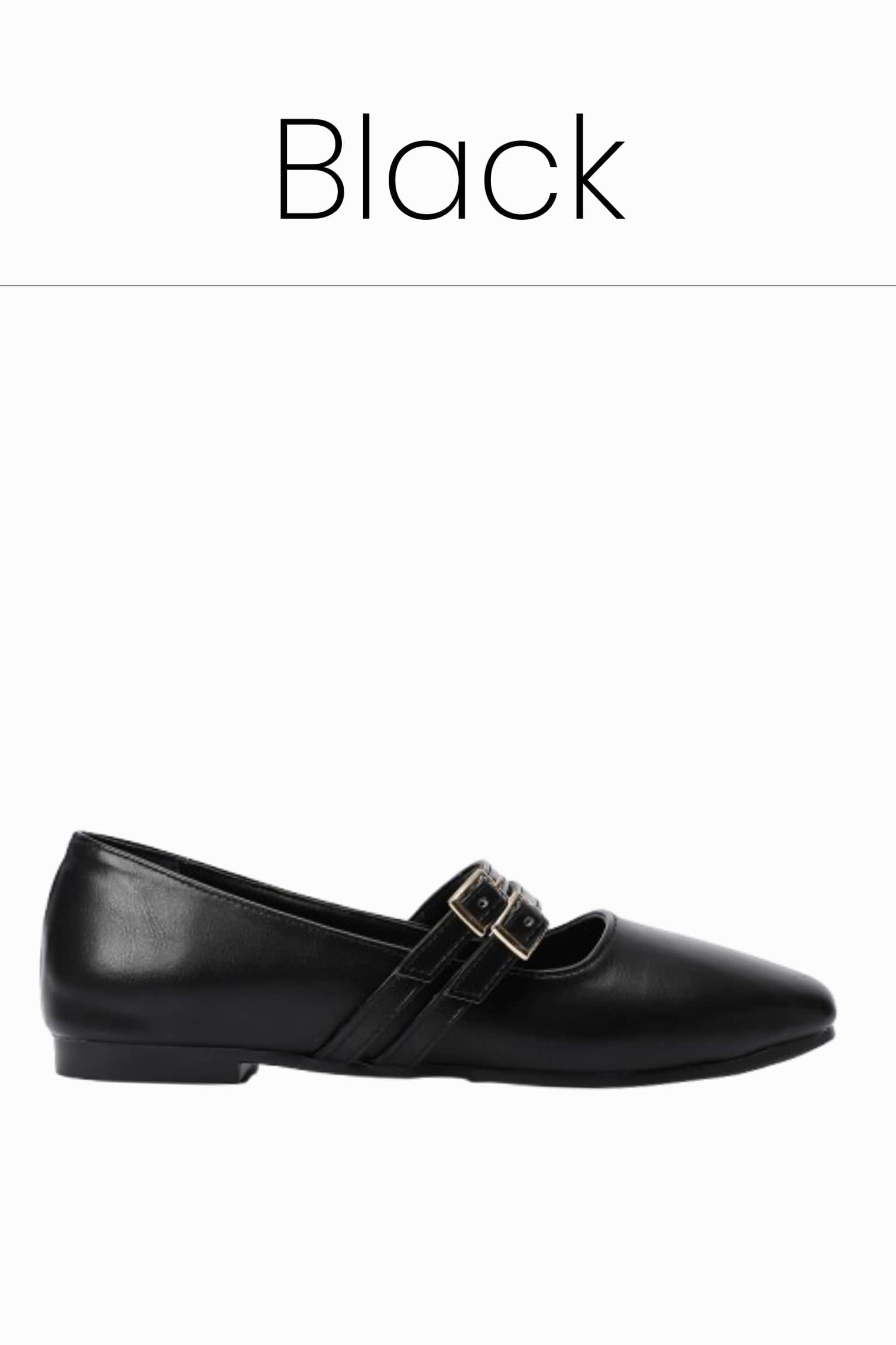 Black double buckle ballerina