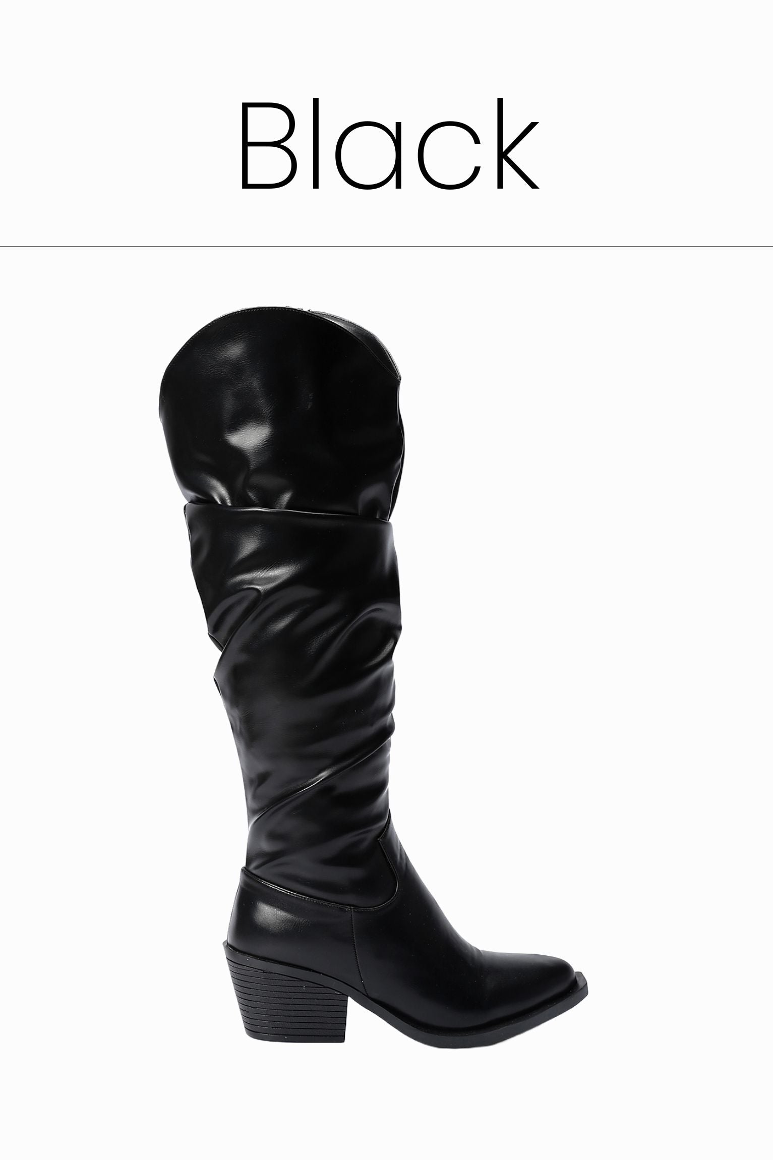 Black leather knee high boots