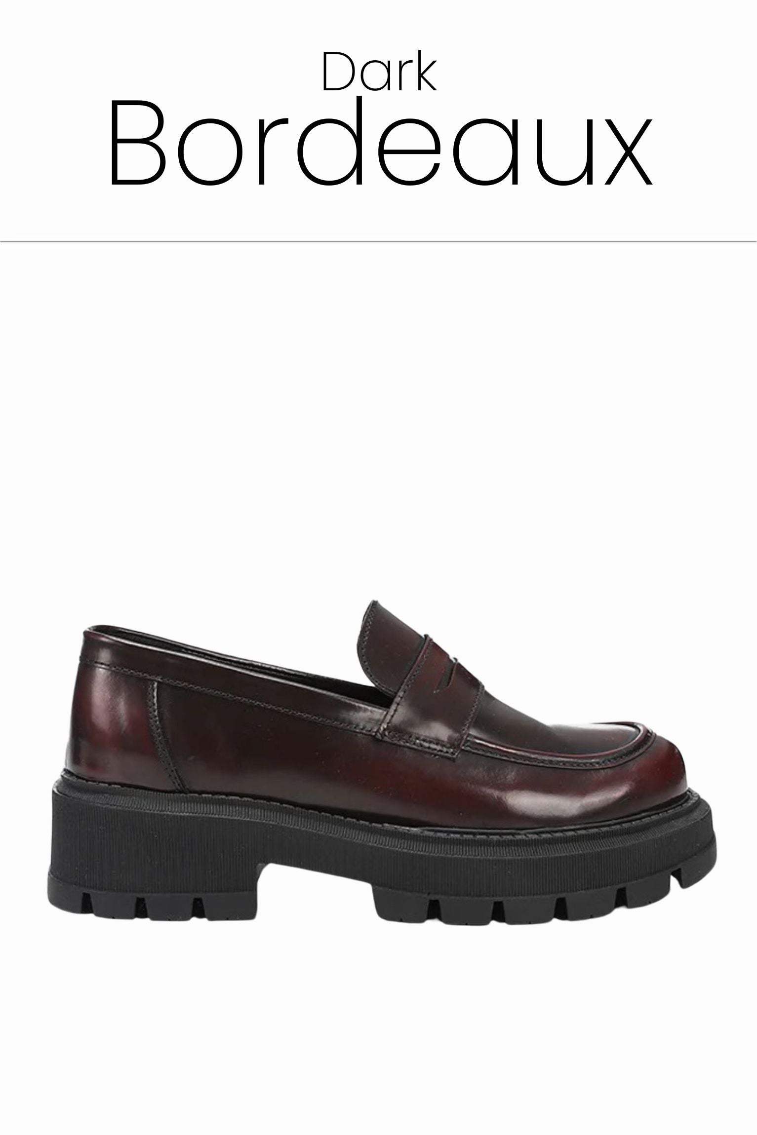 Dark bordeaux leather chunky loafers