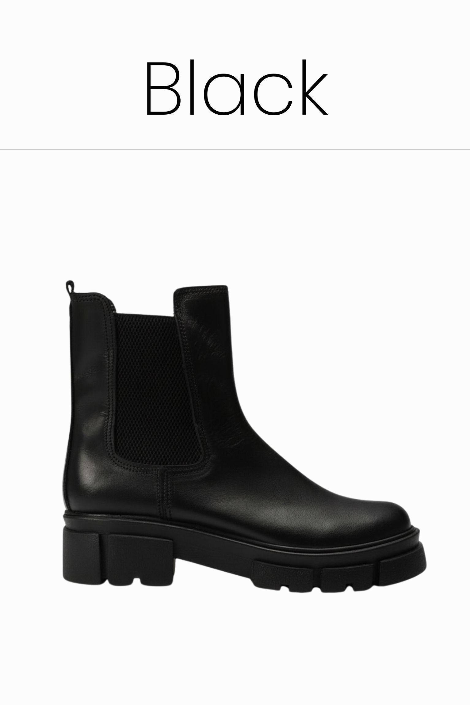 Black leather chunky chelsea