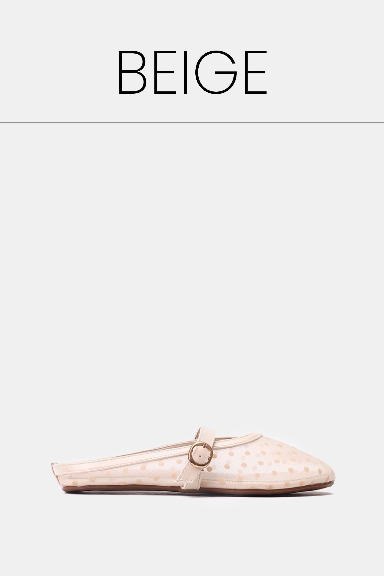 Beige polka mesh mule
