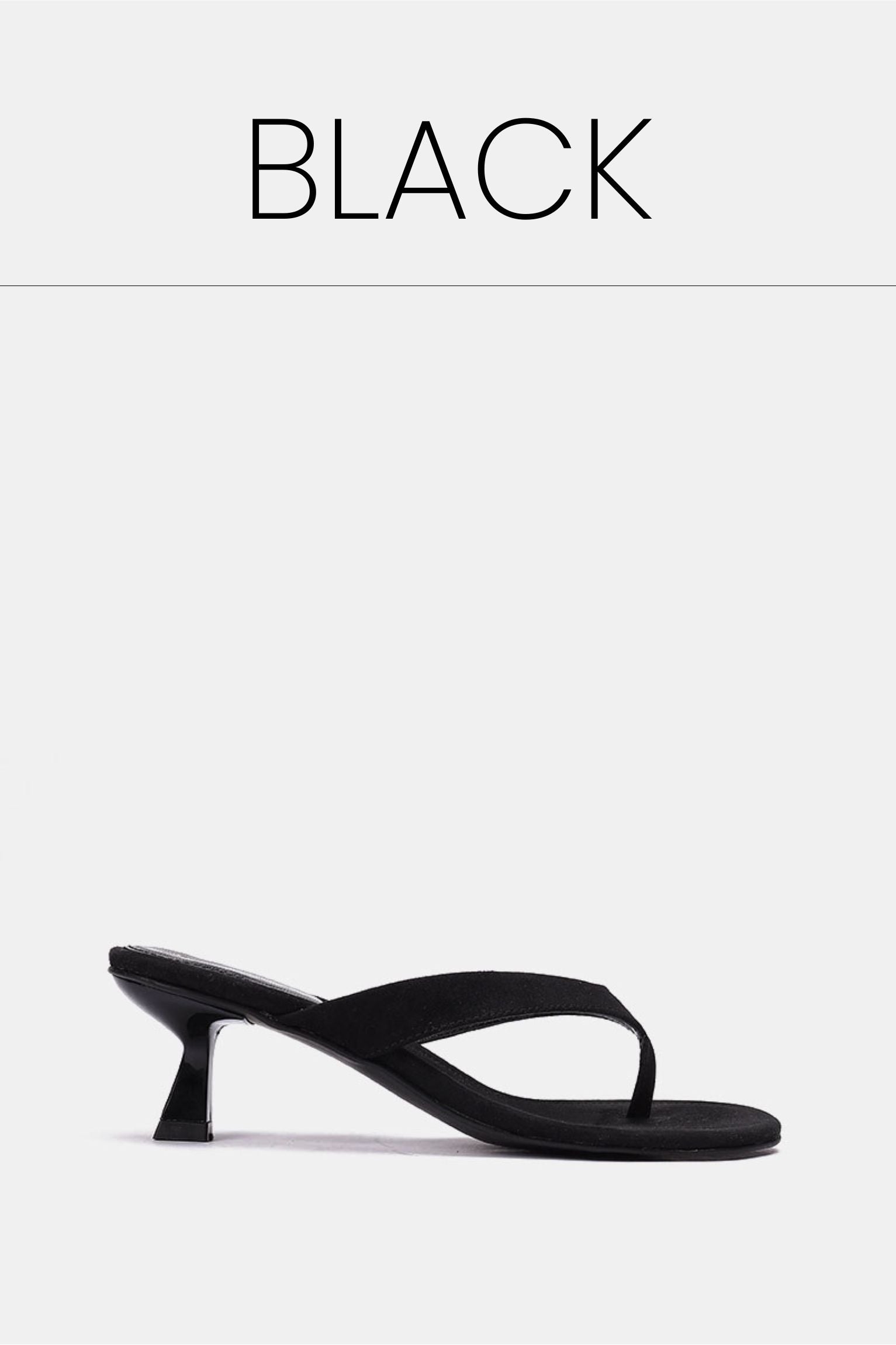 Black leather kitten heel sandals