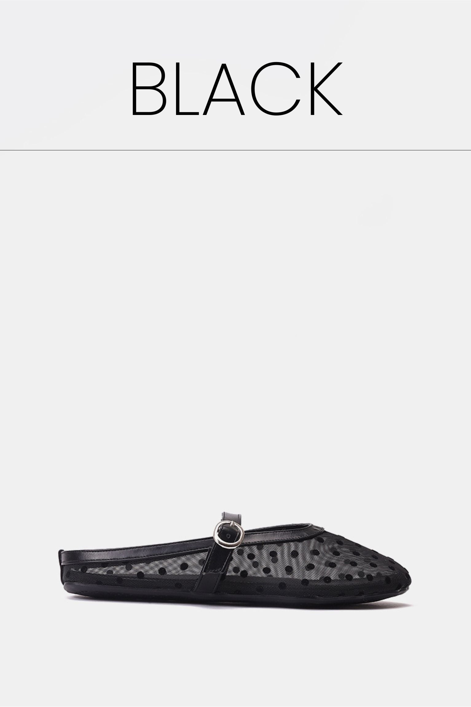 Black polka mesh mule