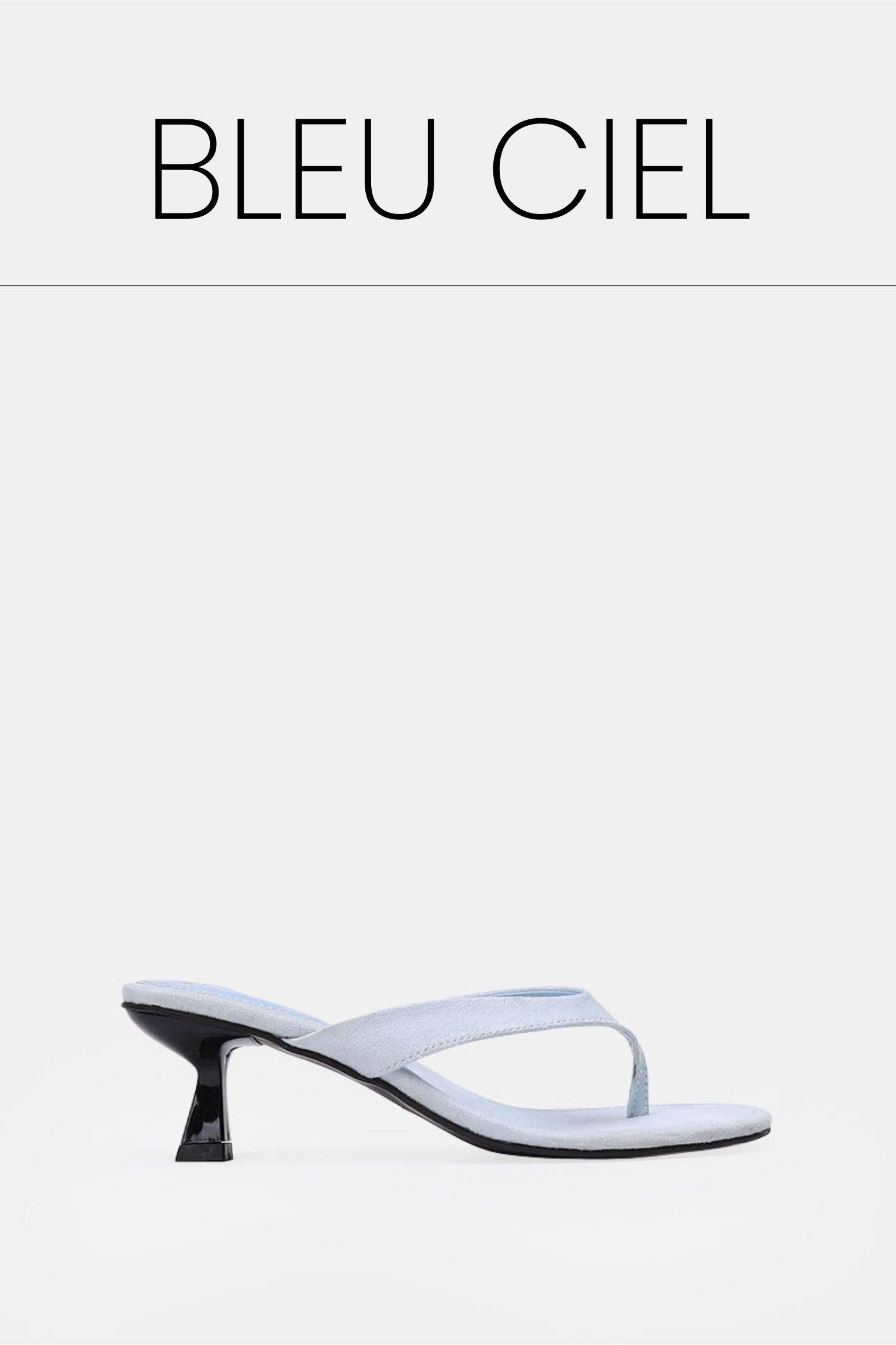 Bleu ciel suede kitten heel sandals