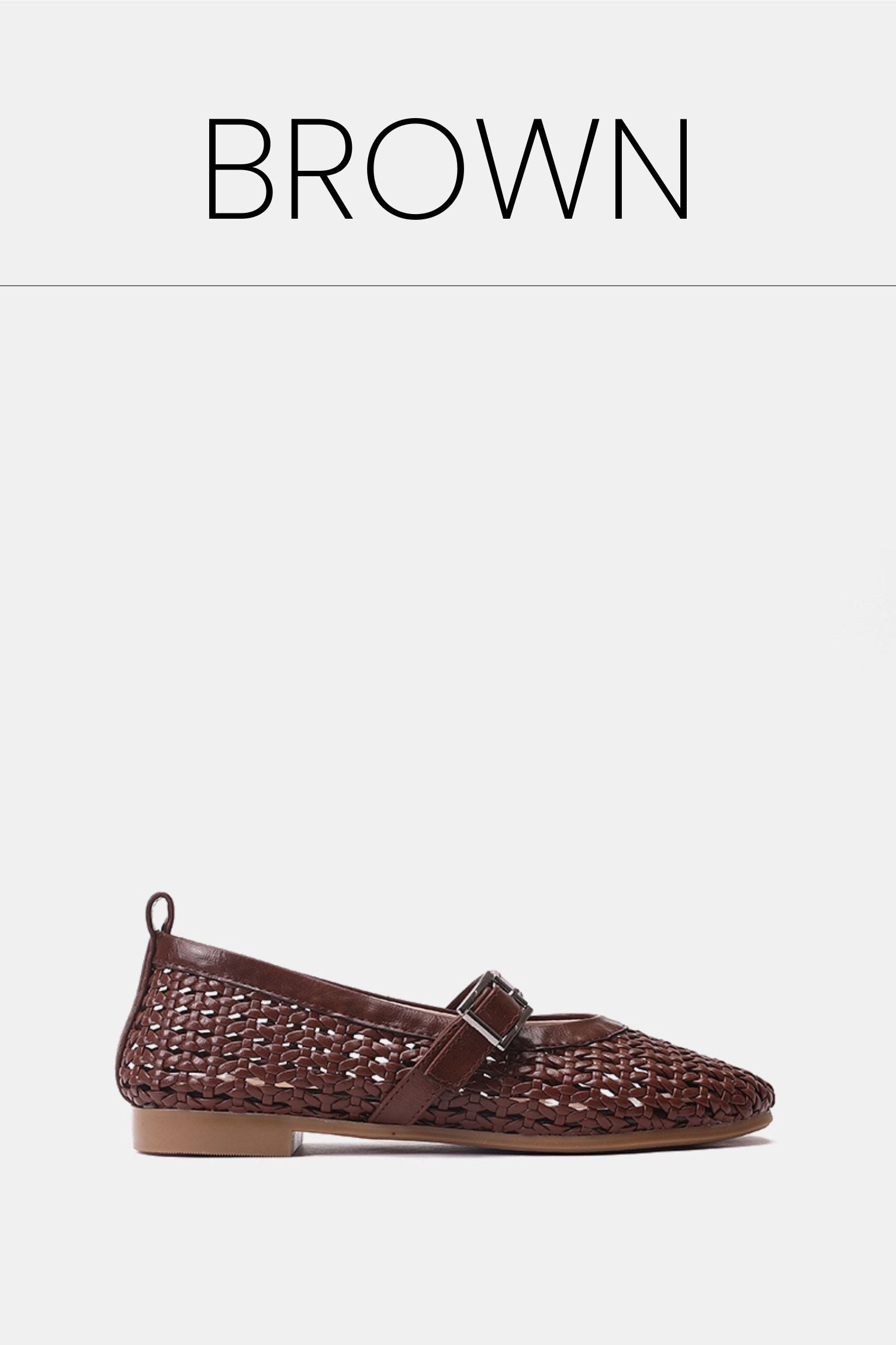 Brown buckle braided woven flat