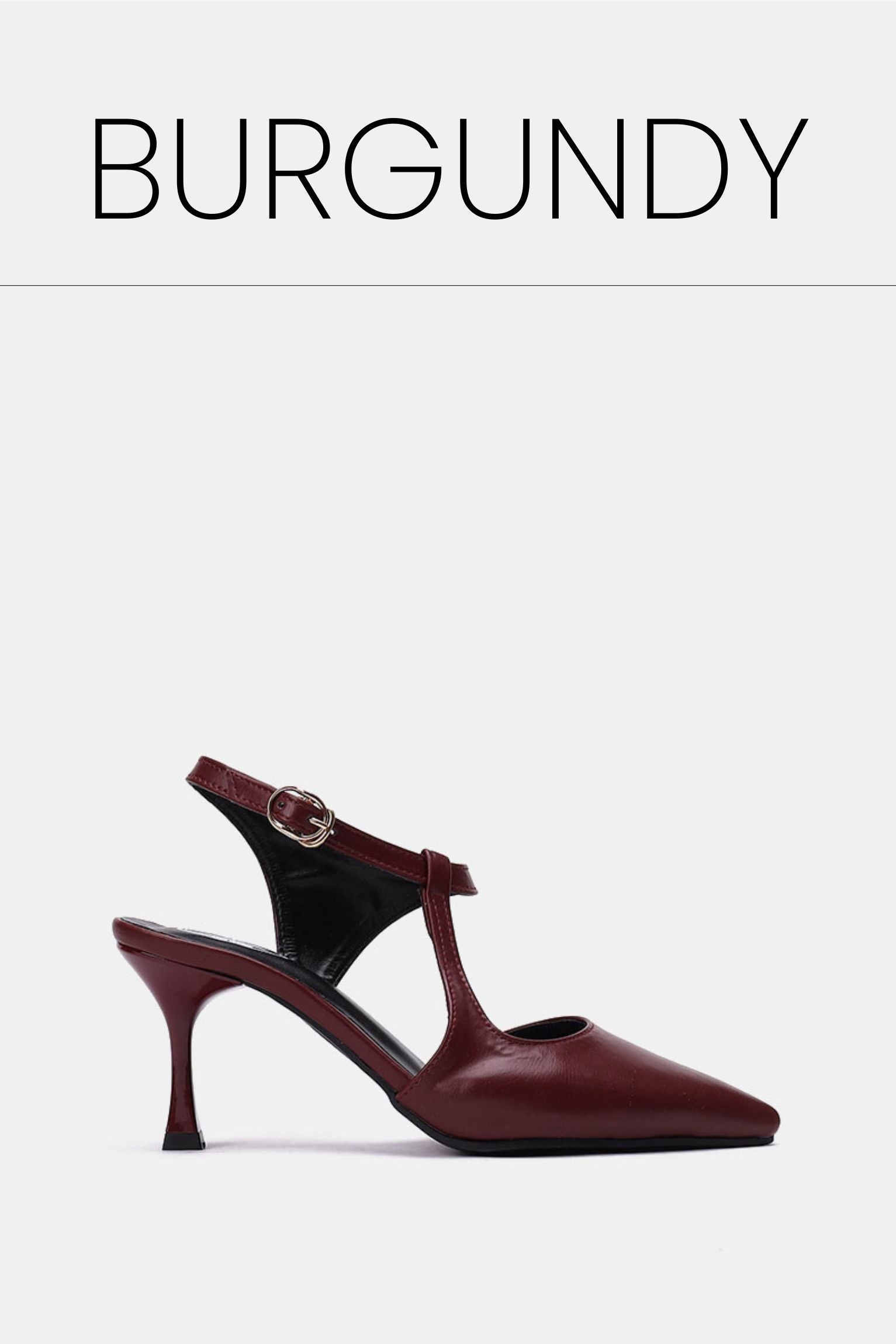 Burgundy t strap kitten heels