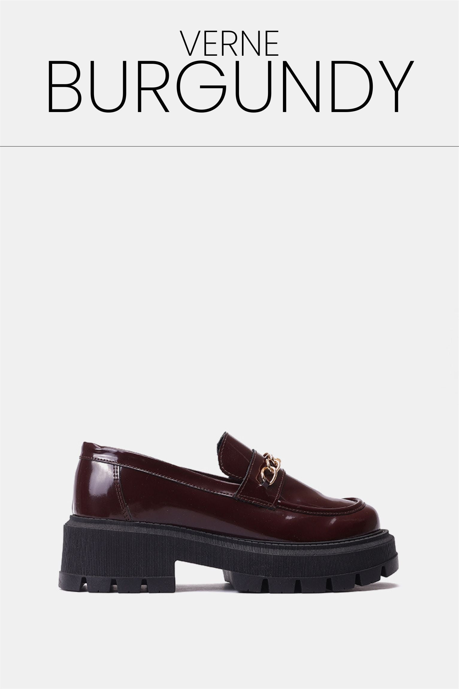 Burgundy verne leather chunky chain loafers