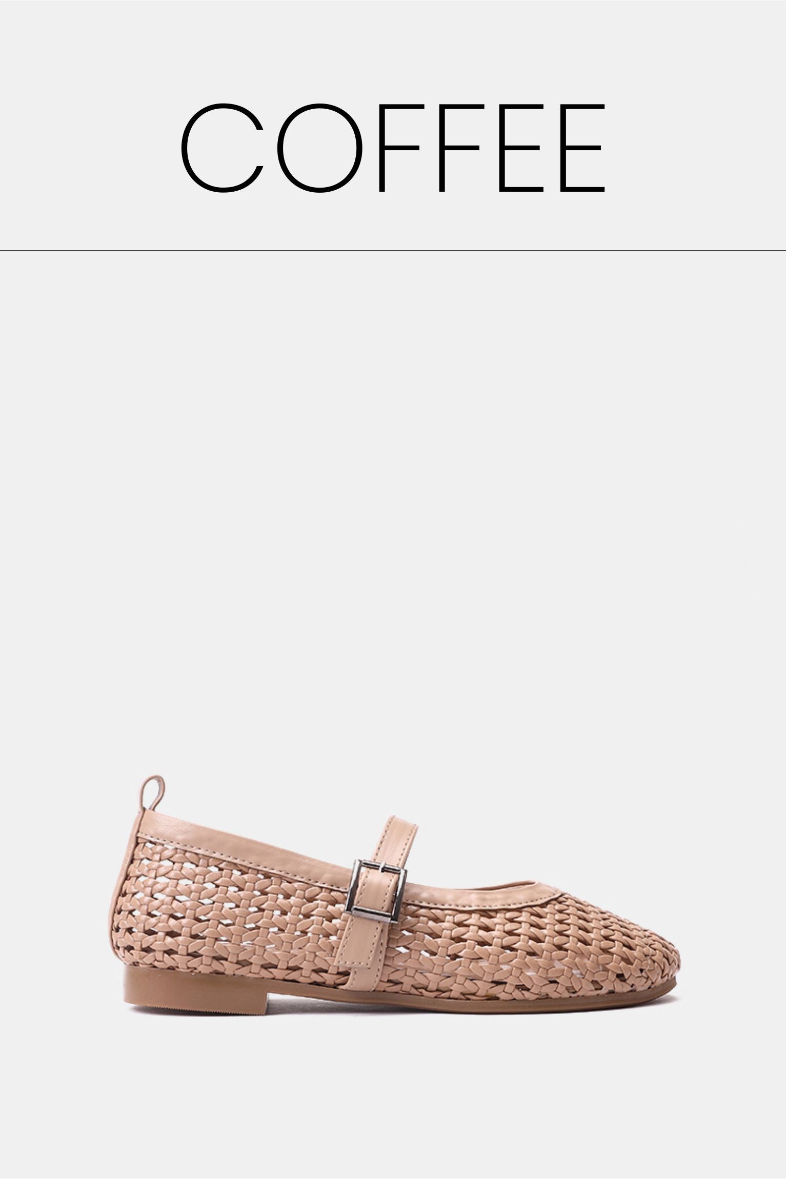 Beige buckle braided woven flat