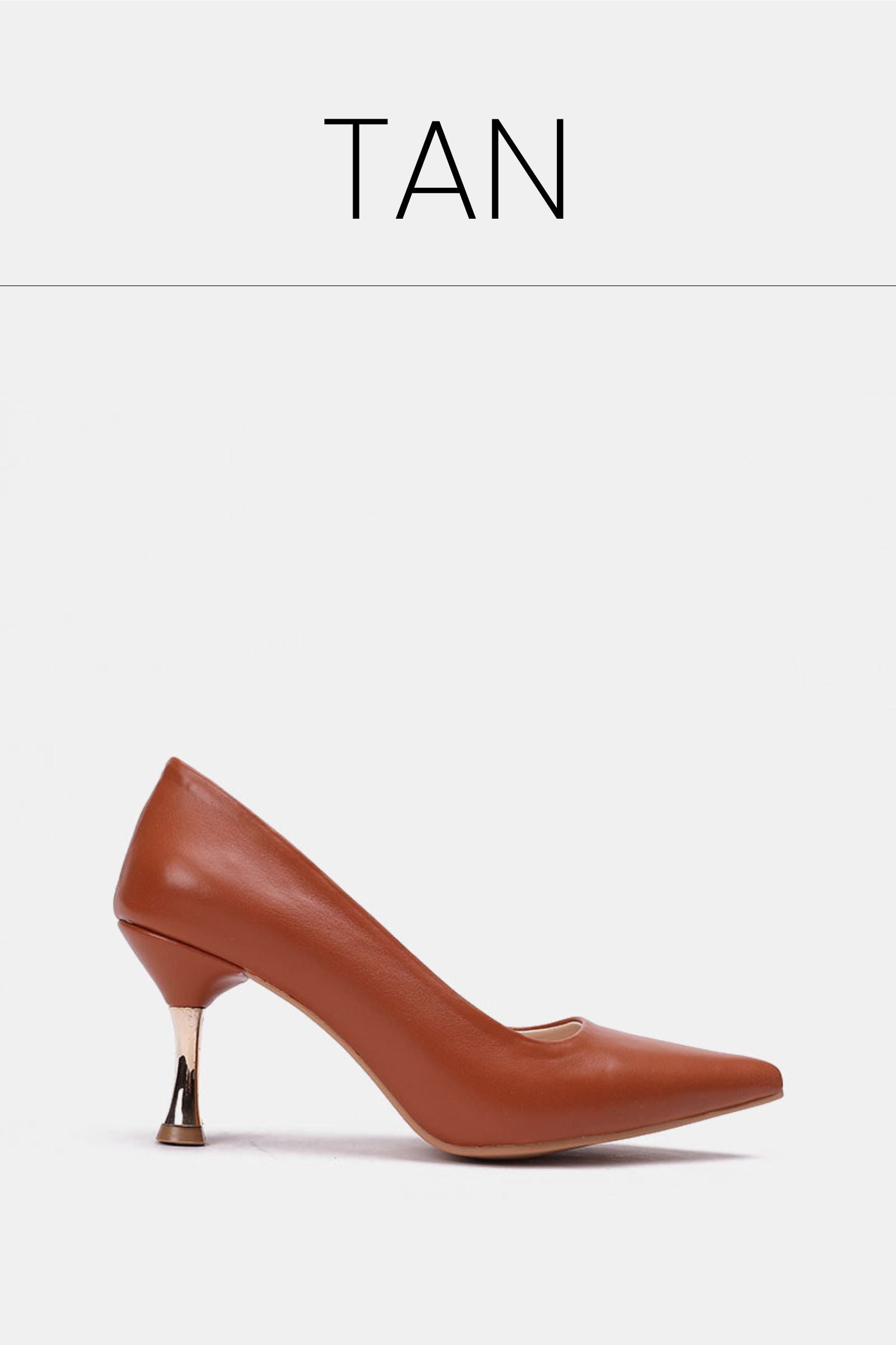 Tan pointed toe kitten heels
