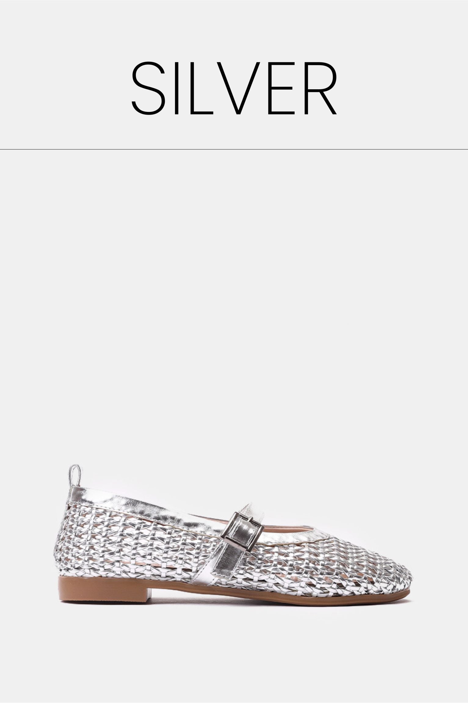 Silver buckle braided woven flat