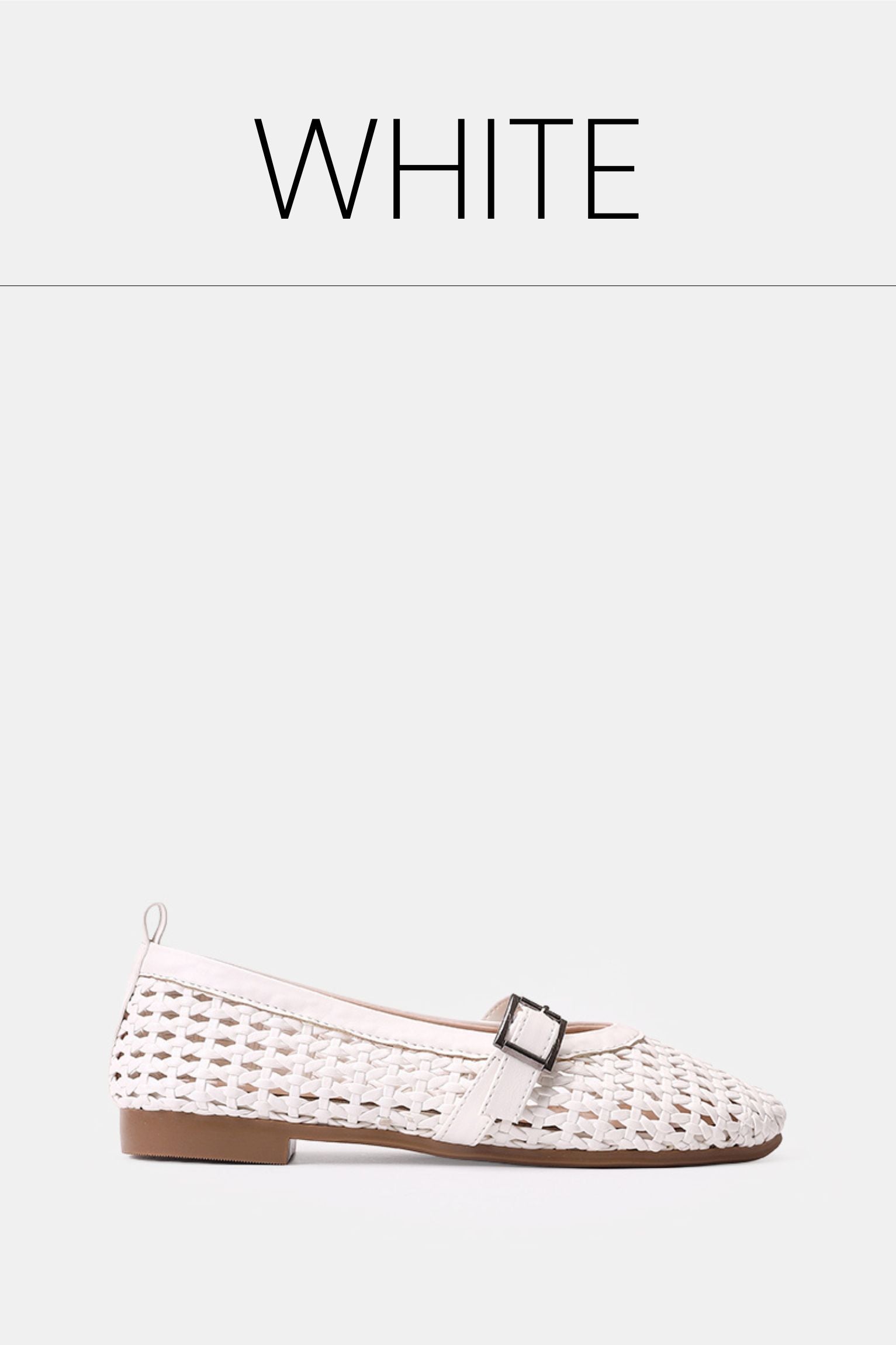 White buckle braided woven flat