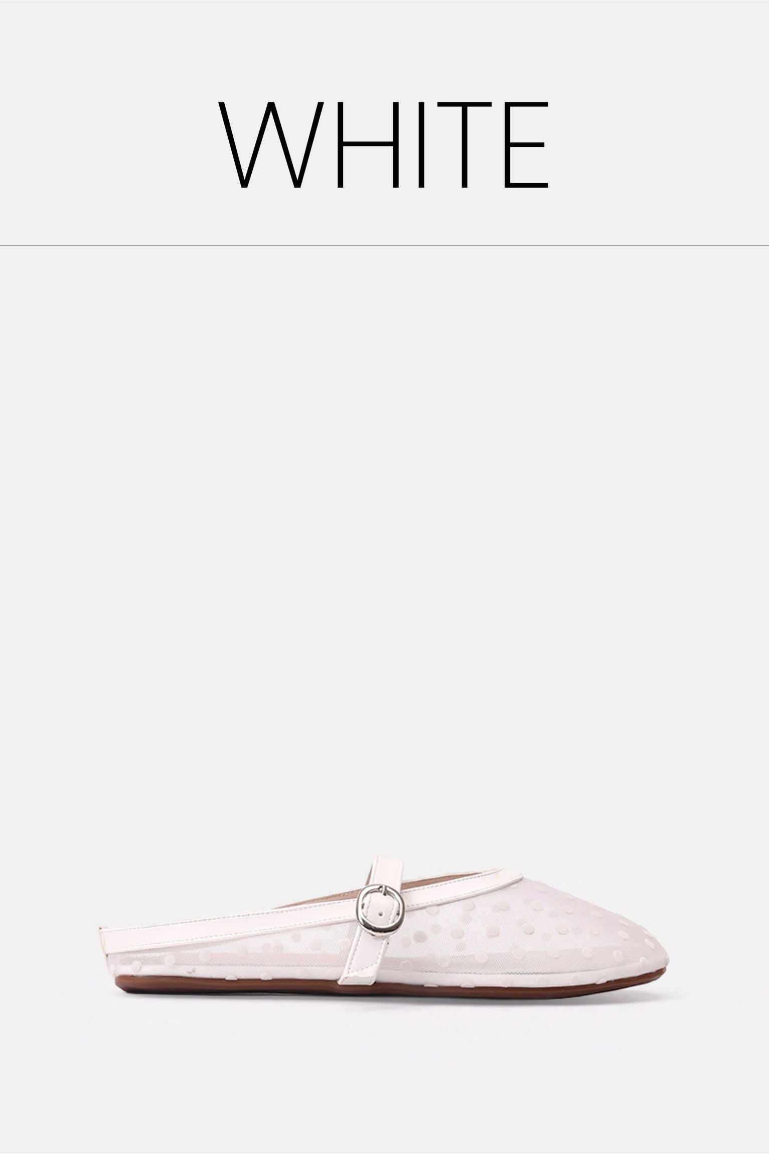 White polka mesh mule
