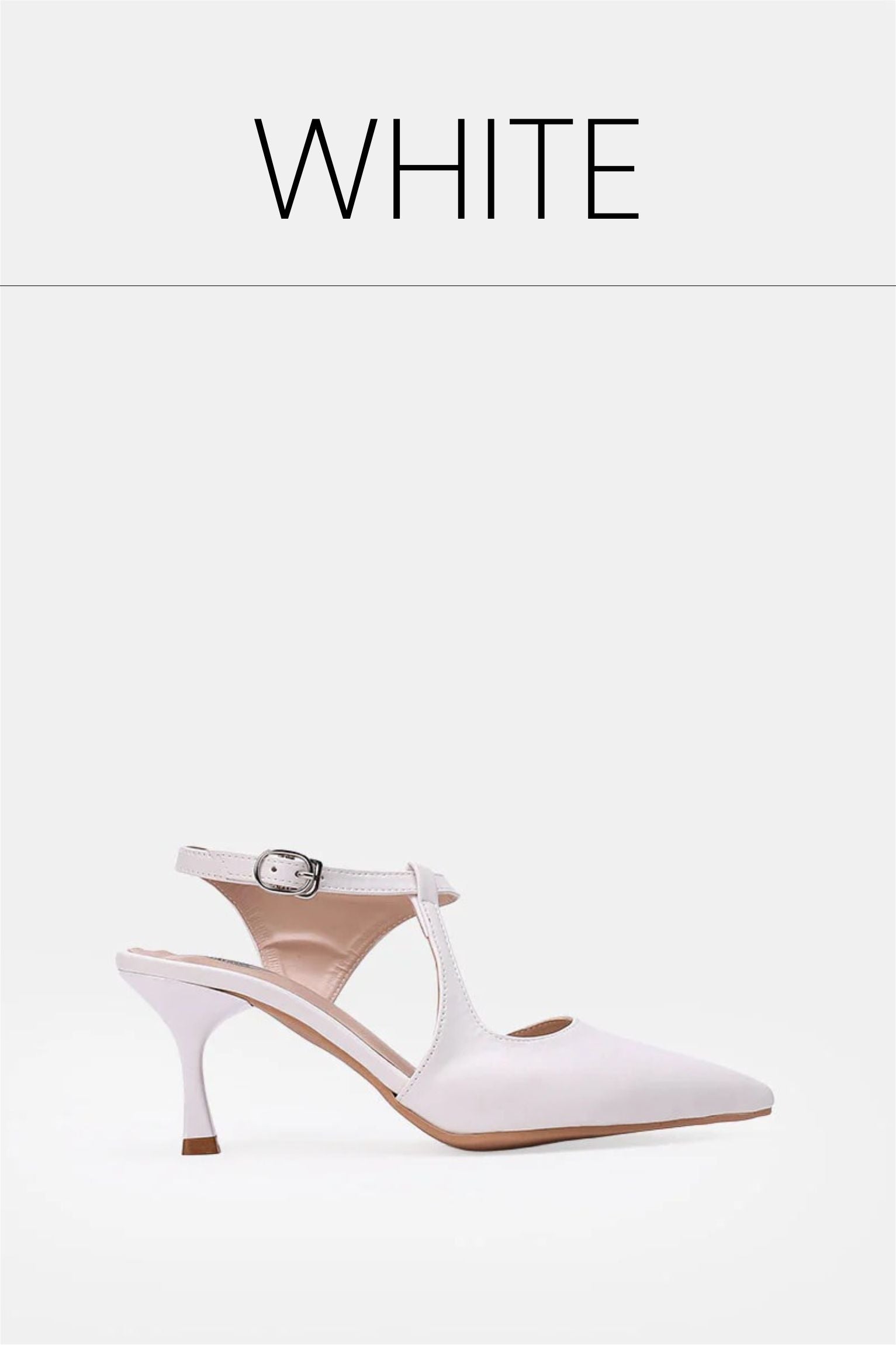 White t strap kitten heels