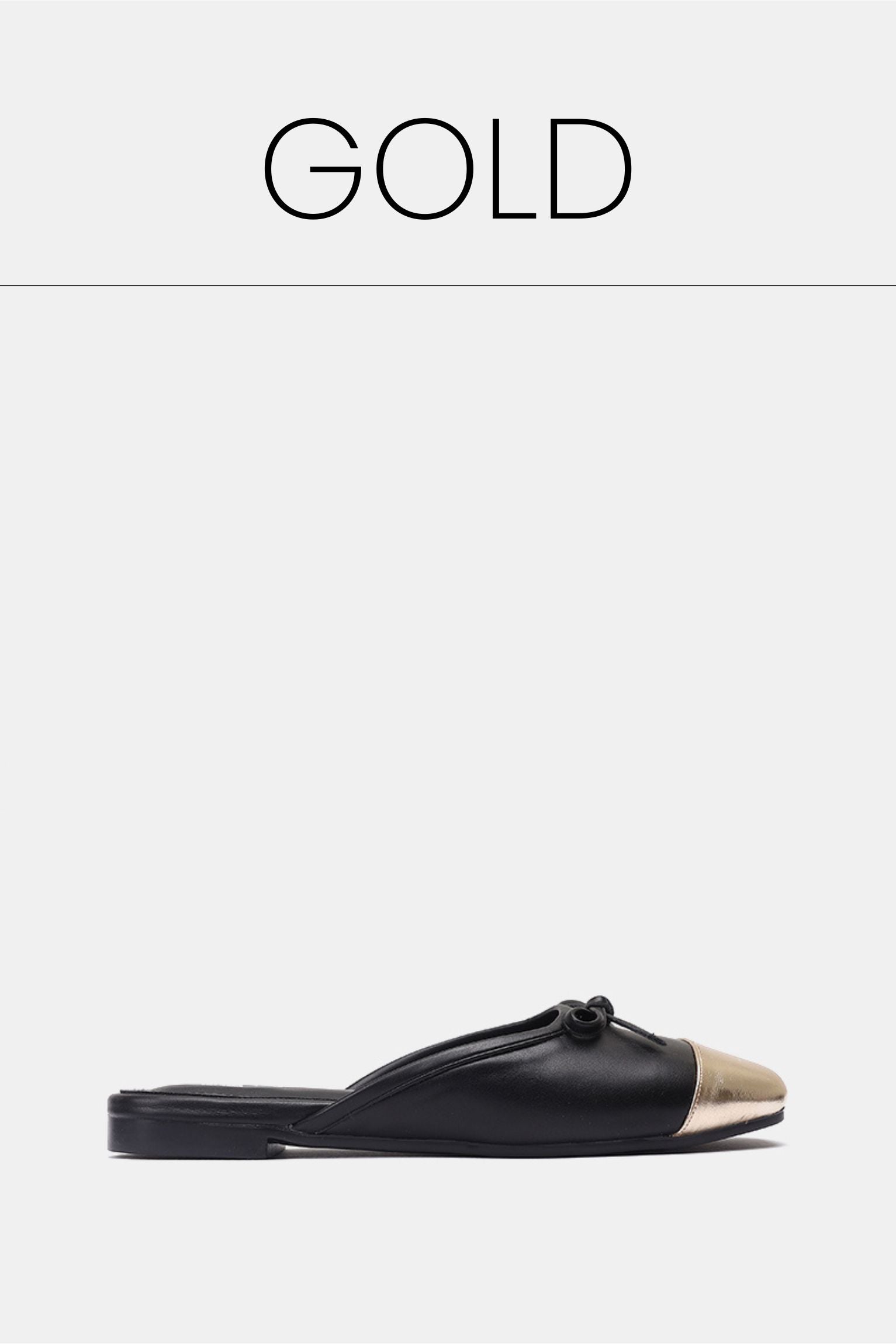 Gold cap toe ballet mule