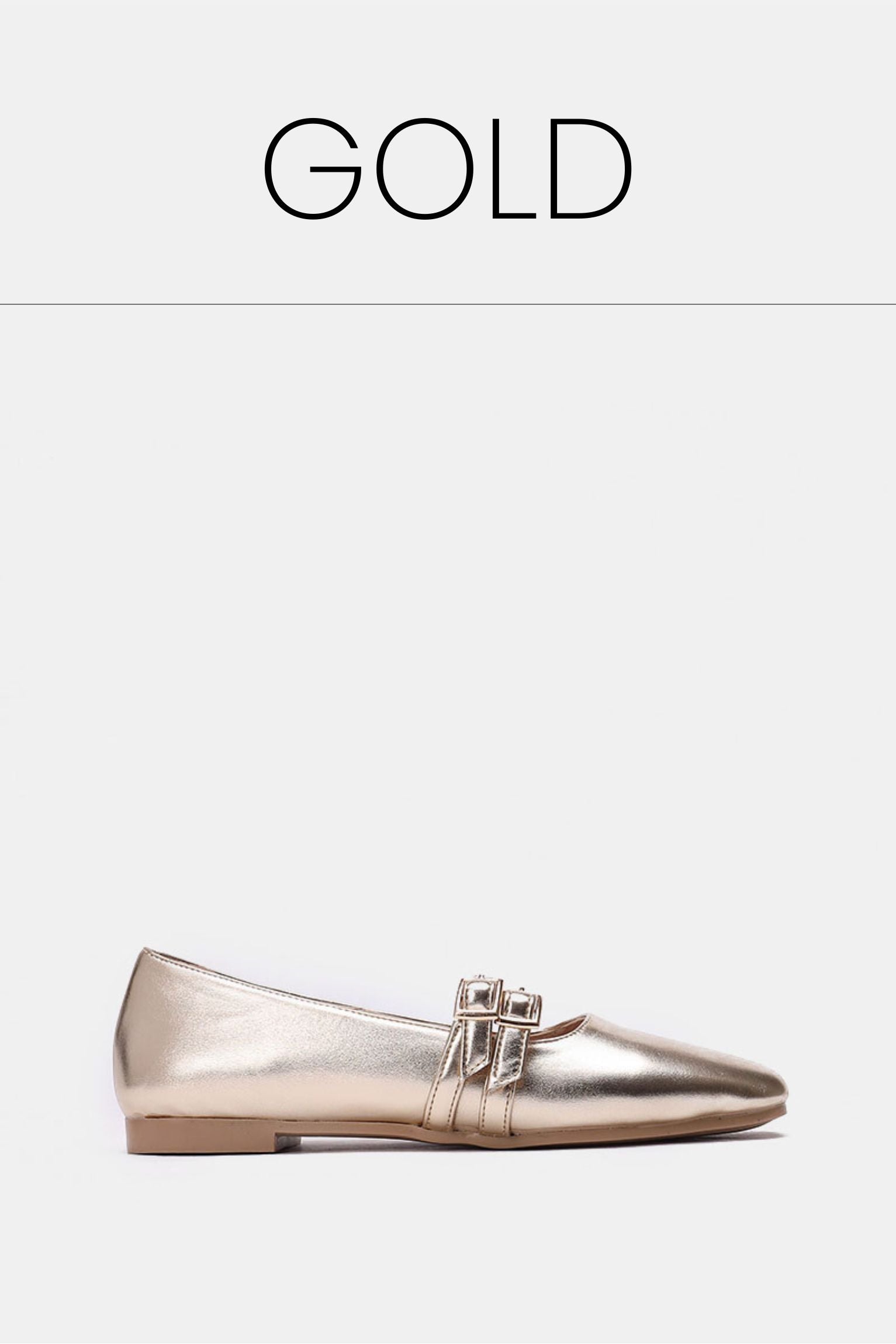 Gold double buckle ballerina