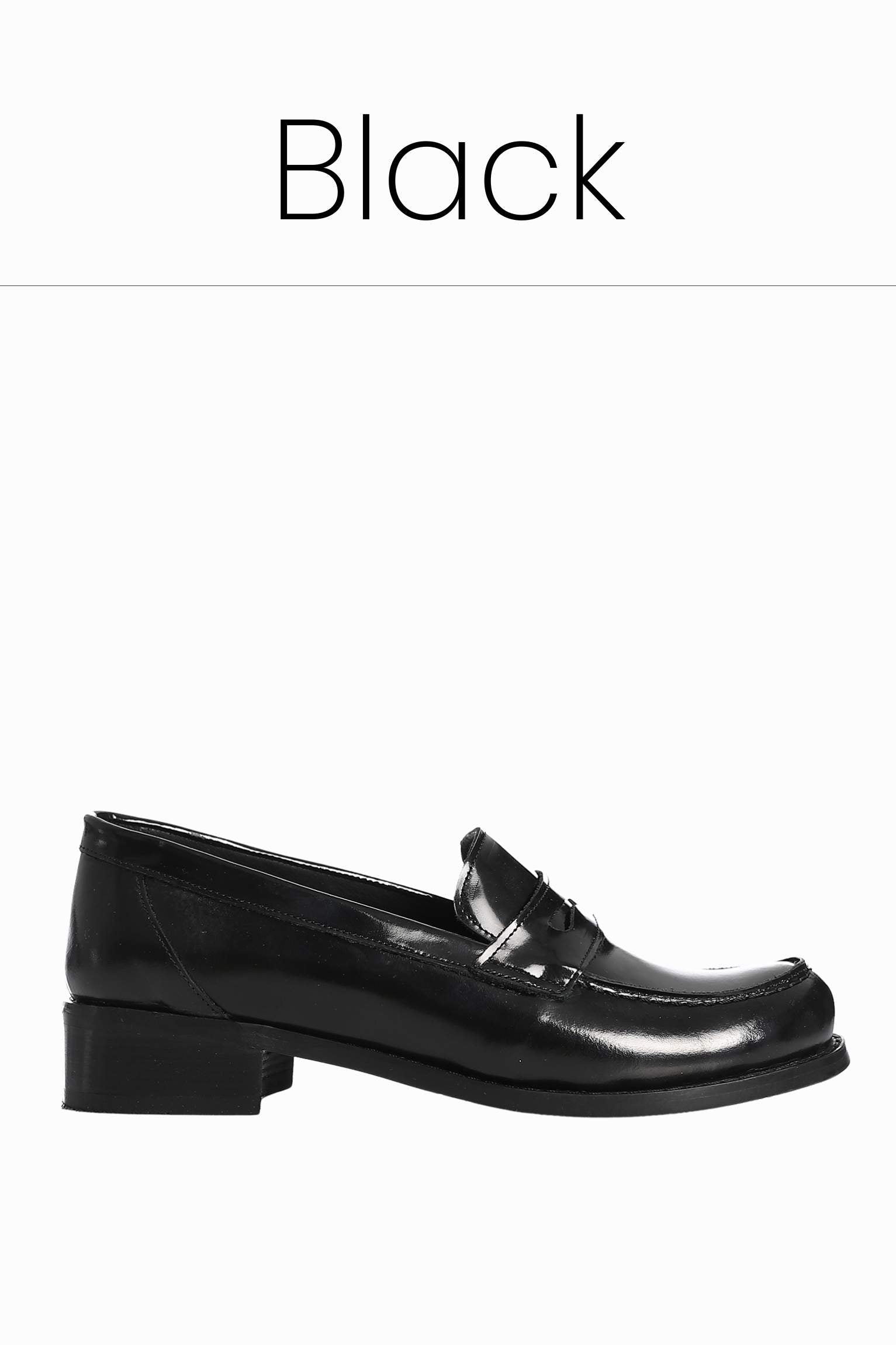Block heel black penny loafers 1