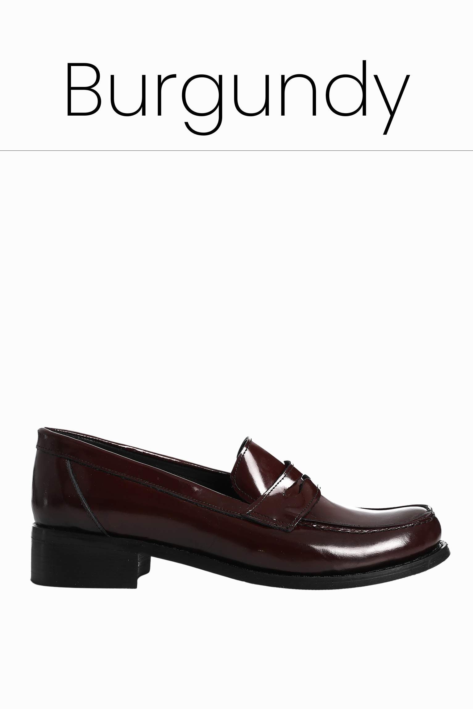 Block heel black penny loafers