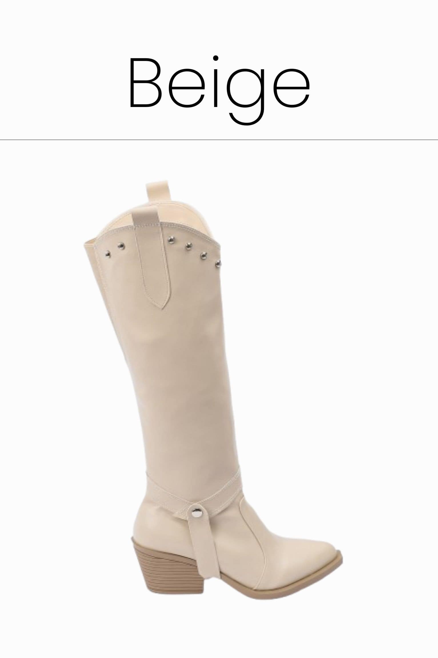 Beige knee high cowboy convertible boots