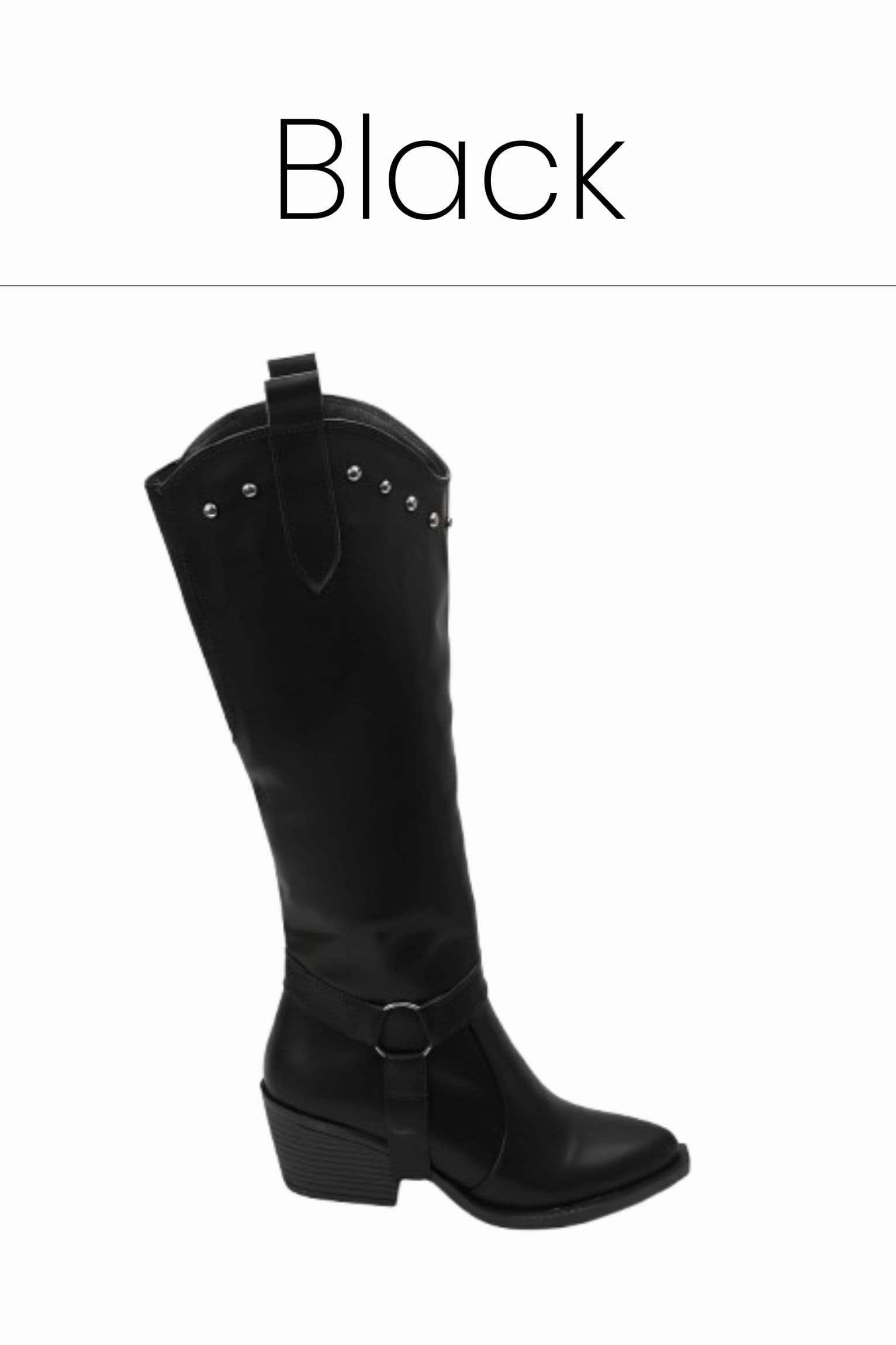 Black knee high cowboy convertible boots