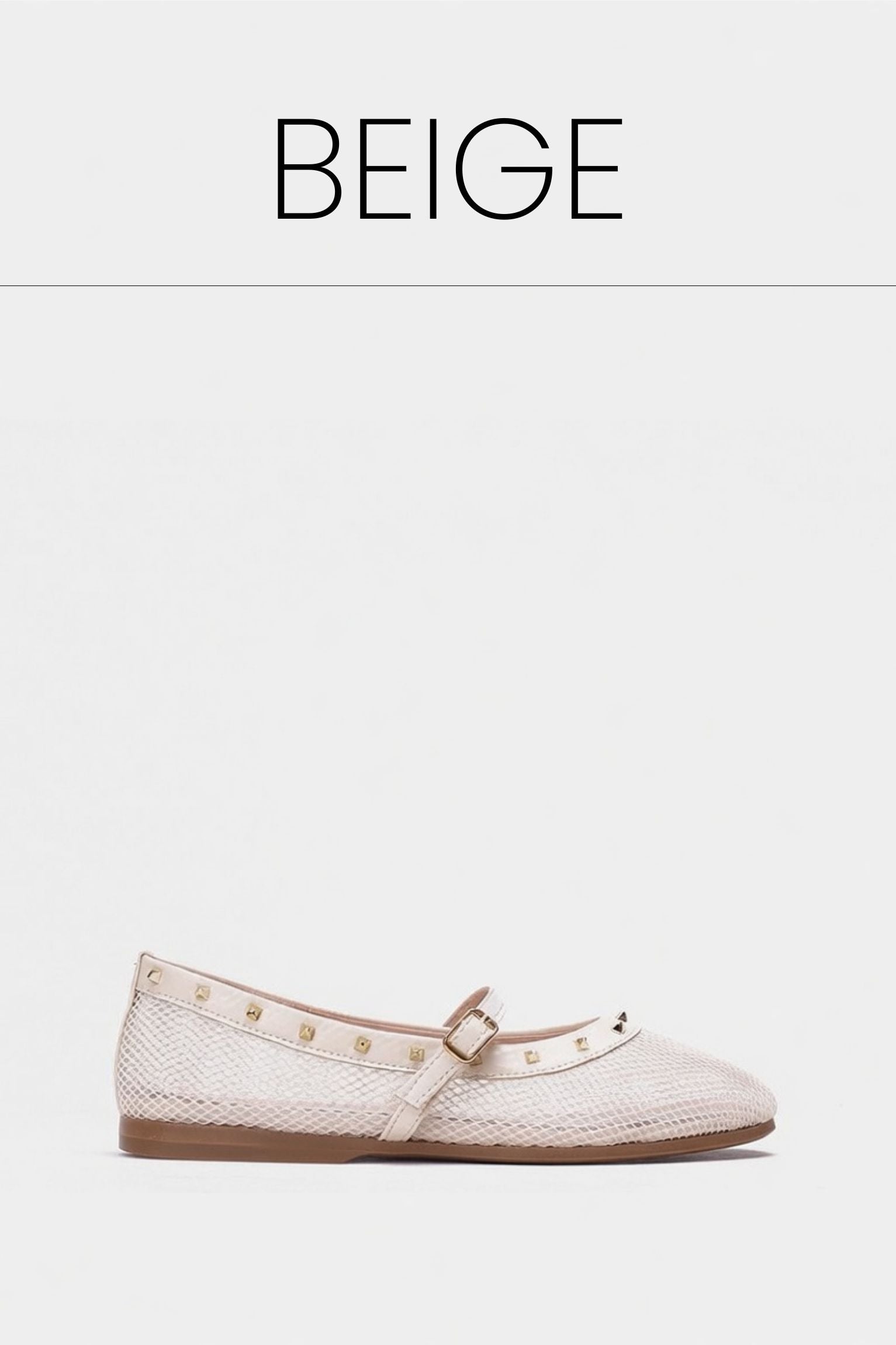Beige fishnet studded flat