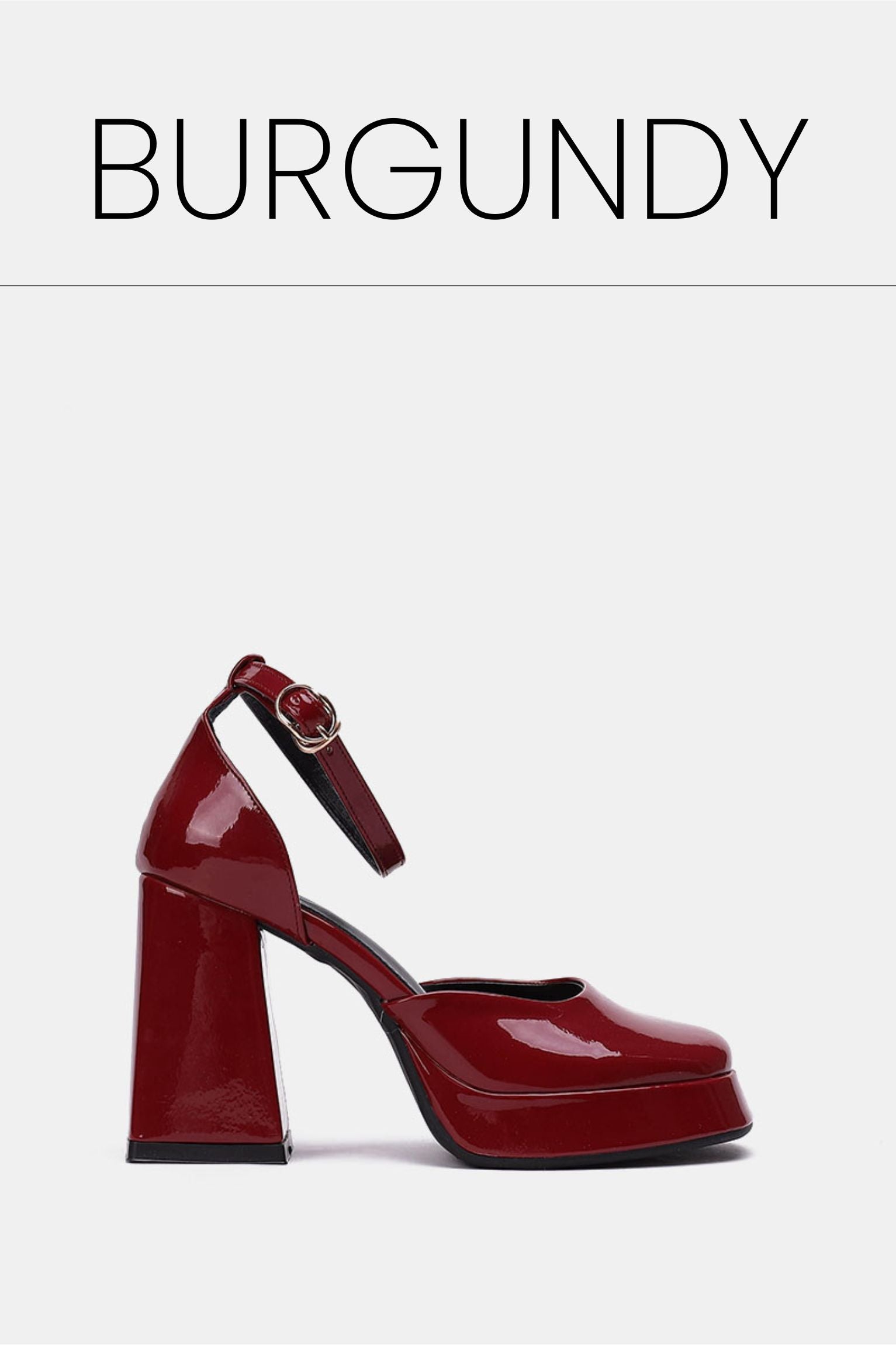 Burgundy mary jane chunky heels