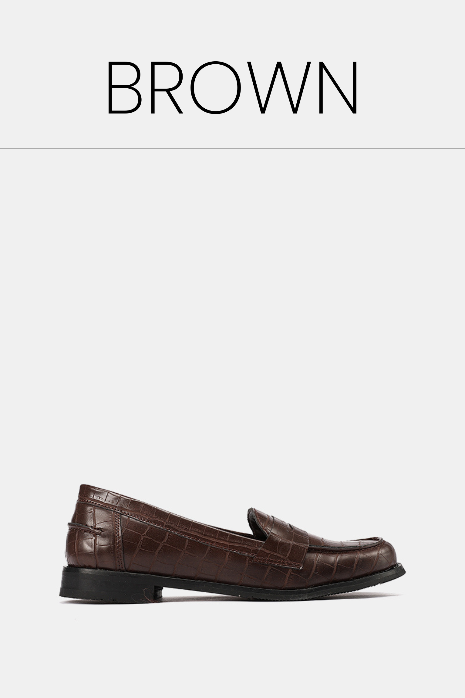 Brown crocodile leather penny loafers