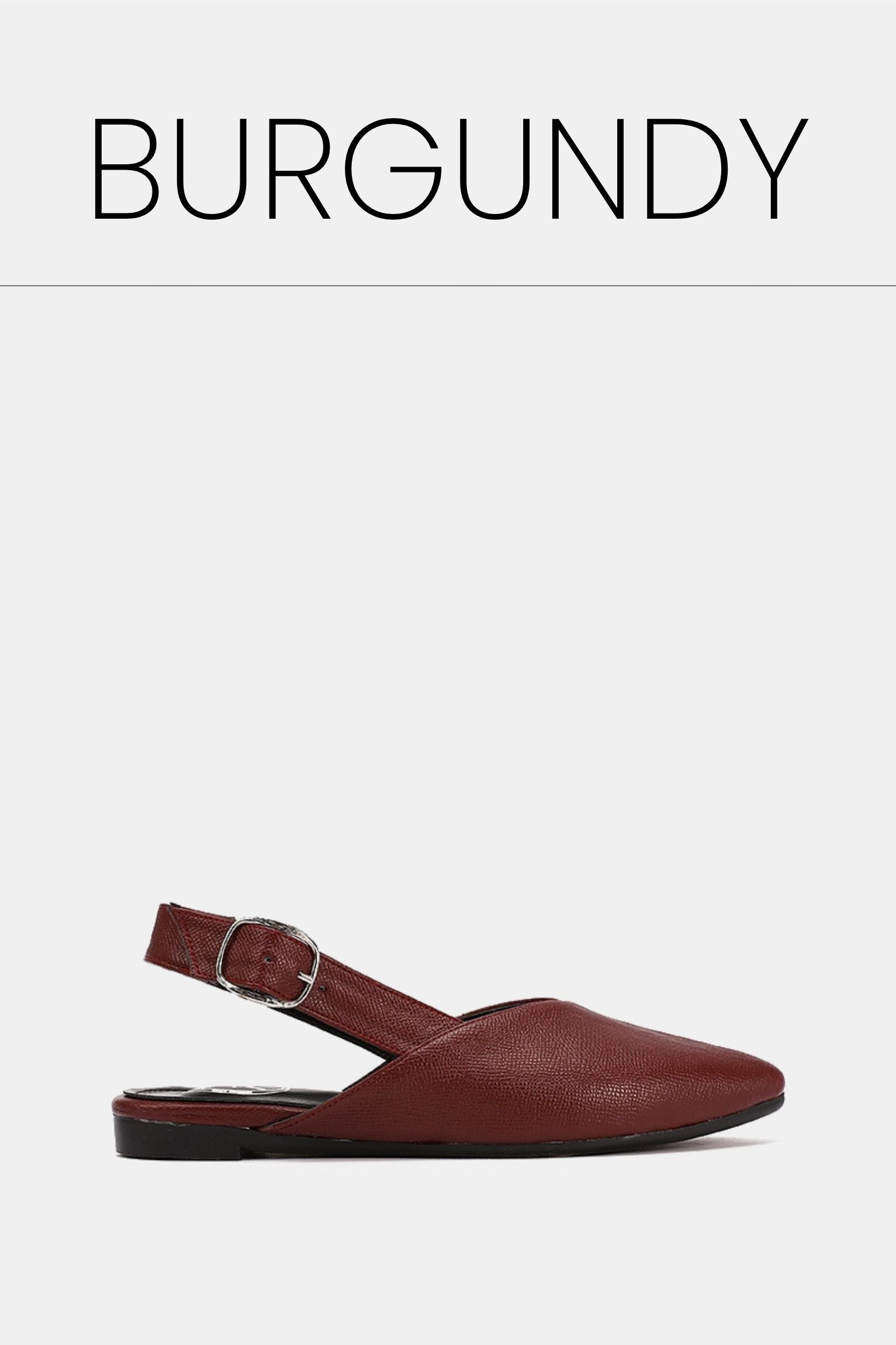Slingback buckle burgundy flat
