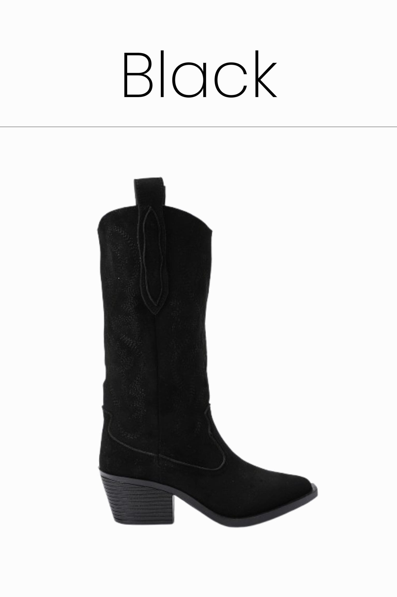 Black embroidered cowboy boots